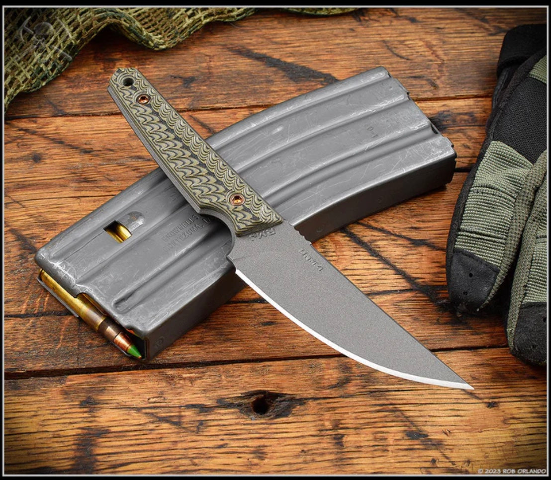 RMJ Tactical Unmei Premium Fixed Blade Knife - MagnaCut Steel & Olive G-10 Handle