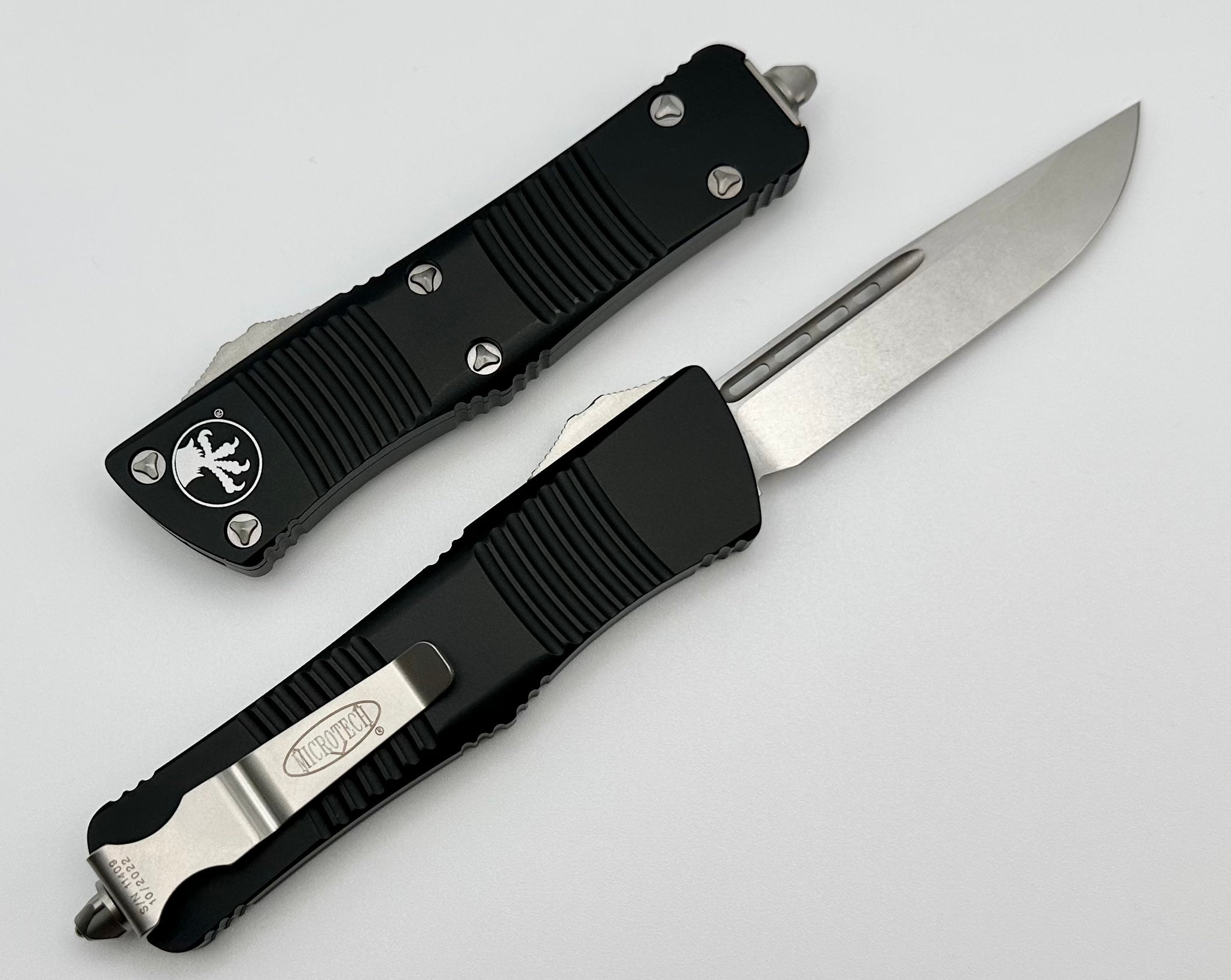 Premium Microtech Troodon Single Edge Tactical Knife - Stonewash & Black Finish