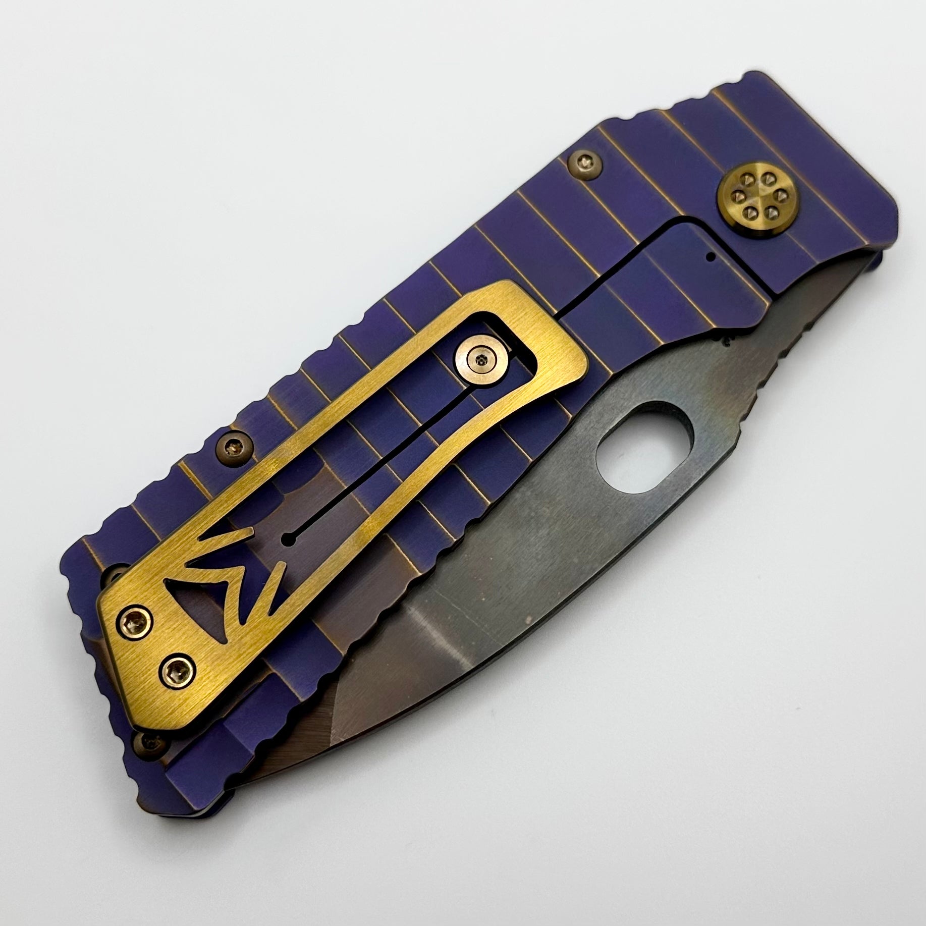 Medford TFF-1 S35VN Premium Folding Knife - Vulcan & Violet Gator Belly Handles with Bronze Hardware