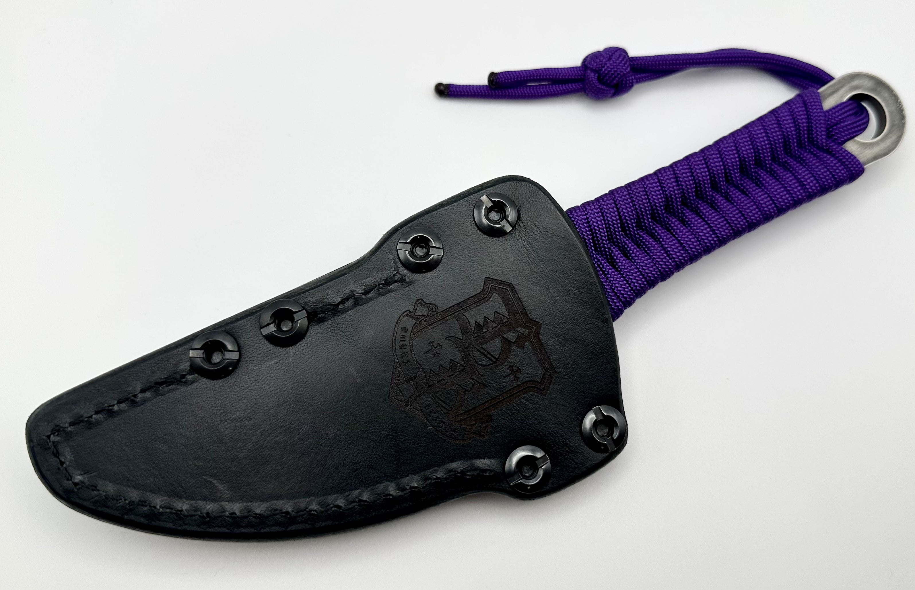 Borka Blades Premium SBK-L M390 Fixed Blade Knife with Purple Paracord Wrap & Leather Sheath