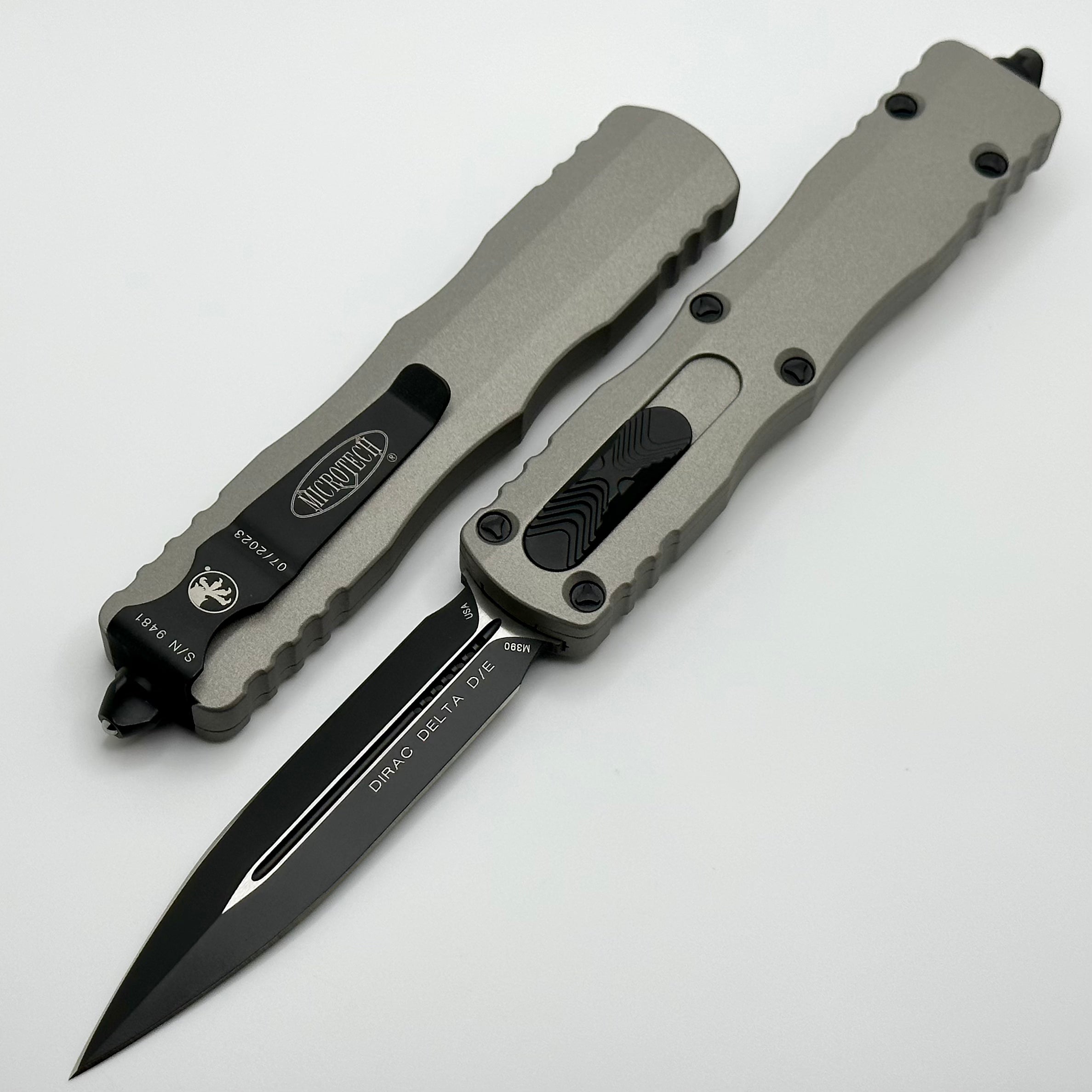 Premium Microtech Dirac Delta Double Edge Titanium Gray OTF Knife