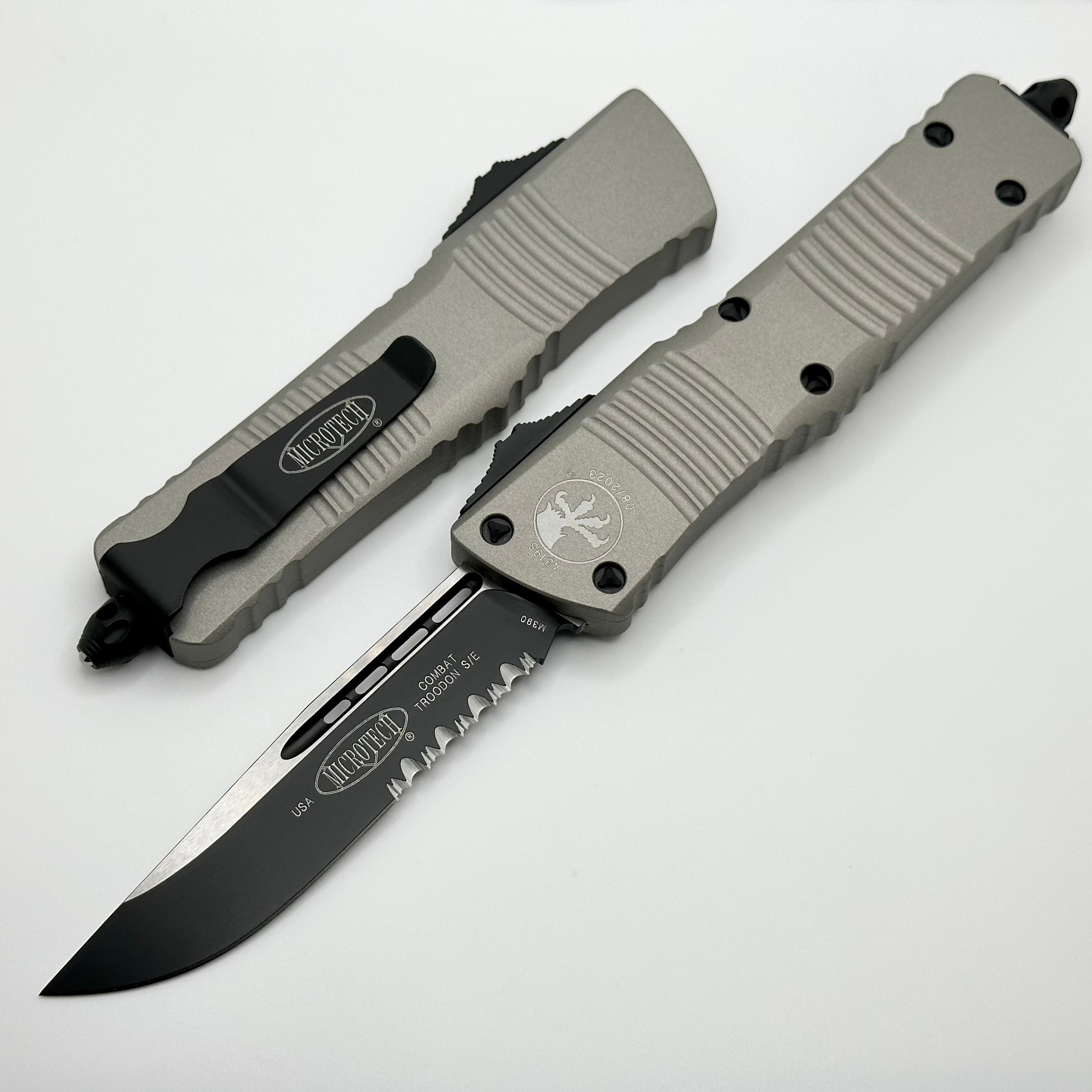 Microtech Combat Troodon Titanium Gray Tactical OTF Knife - Premium Utility & Combat Design