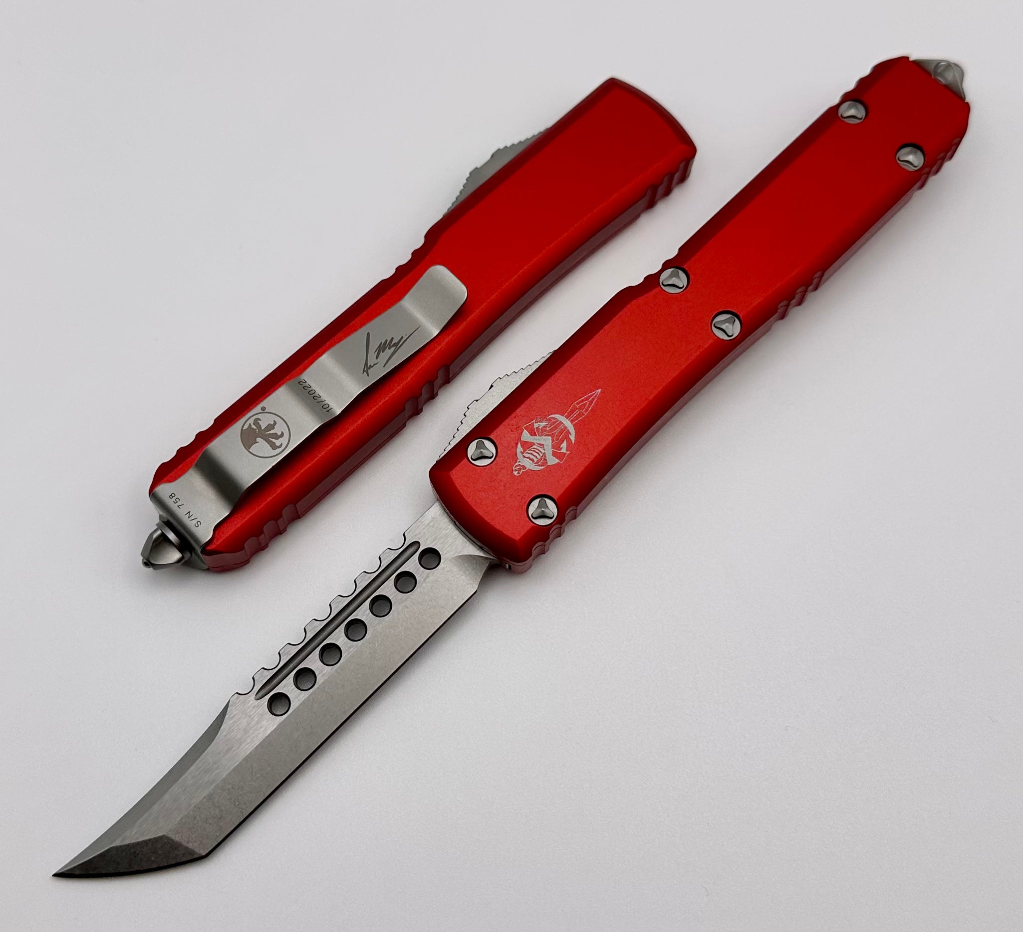 Premium Microtech Ultratech Hellhound Stonewash Red OTF Knife - Ultimate Tactical Tool