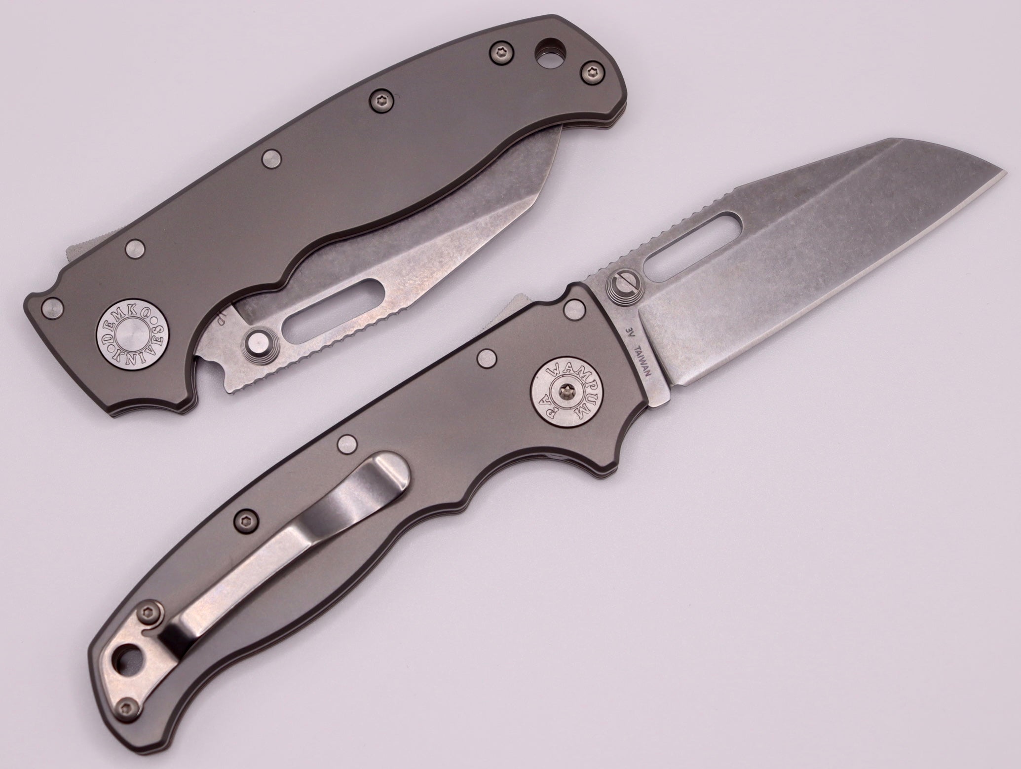 Premium Demko AD20.5 Shark Foot Knife - 3V Steel & Smooth Titanium Handle