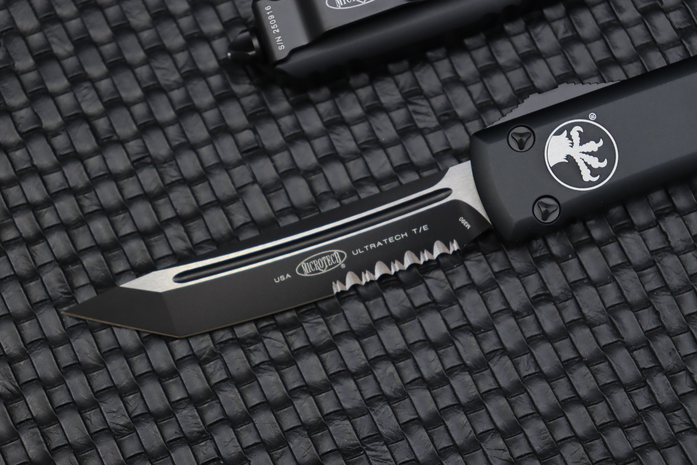 Microtech Ultratech Tanto Tactical Knife - Premium Black Partial Serrated Blade