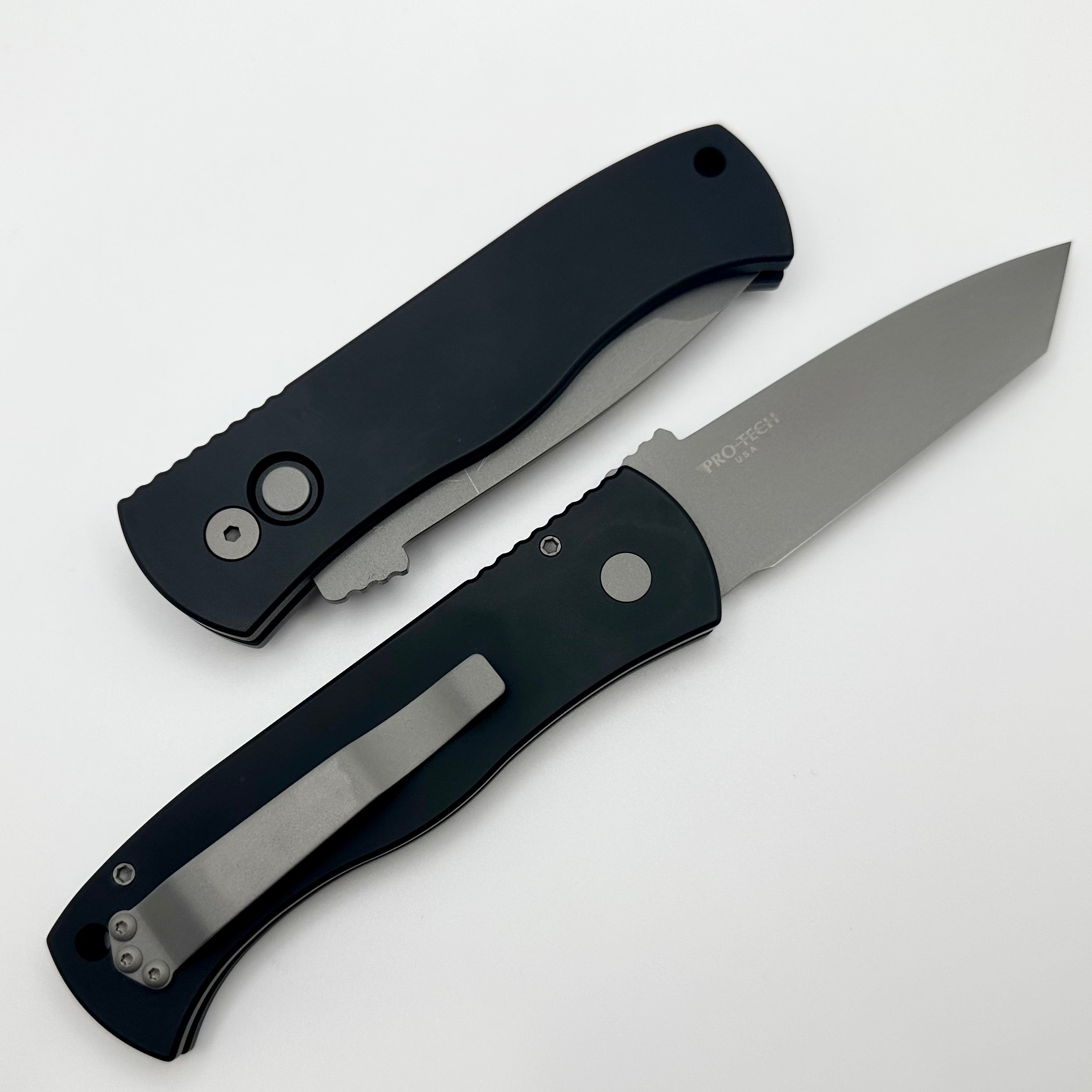 Pro-Tech Emerson CQC7 Tanto Tactical Knife - Black Handle & Blasted Blade