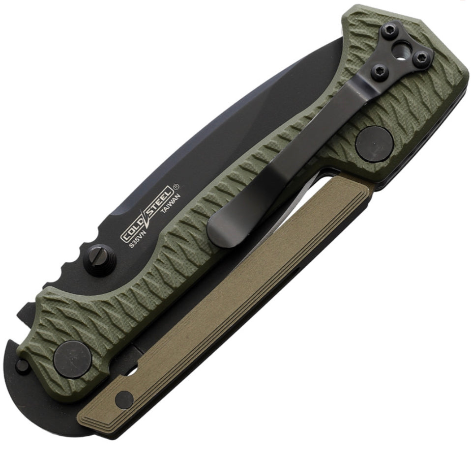 Ultimate Tactical Folding Knife - Cold Steel AD-15 OD Green & Black