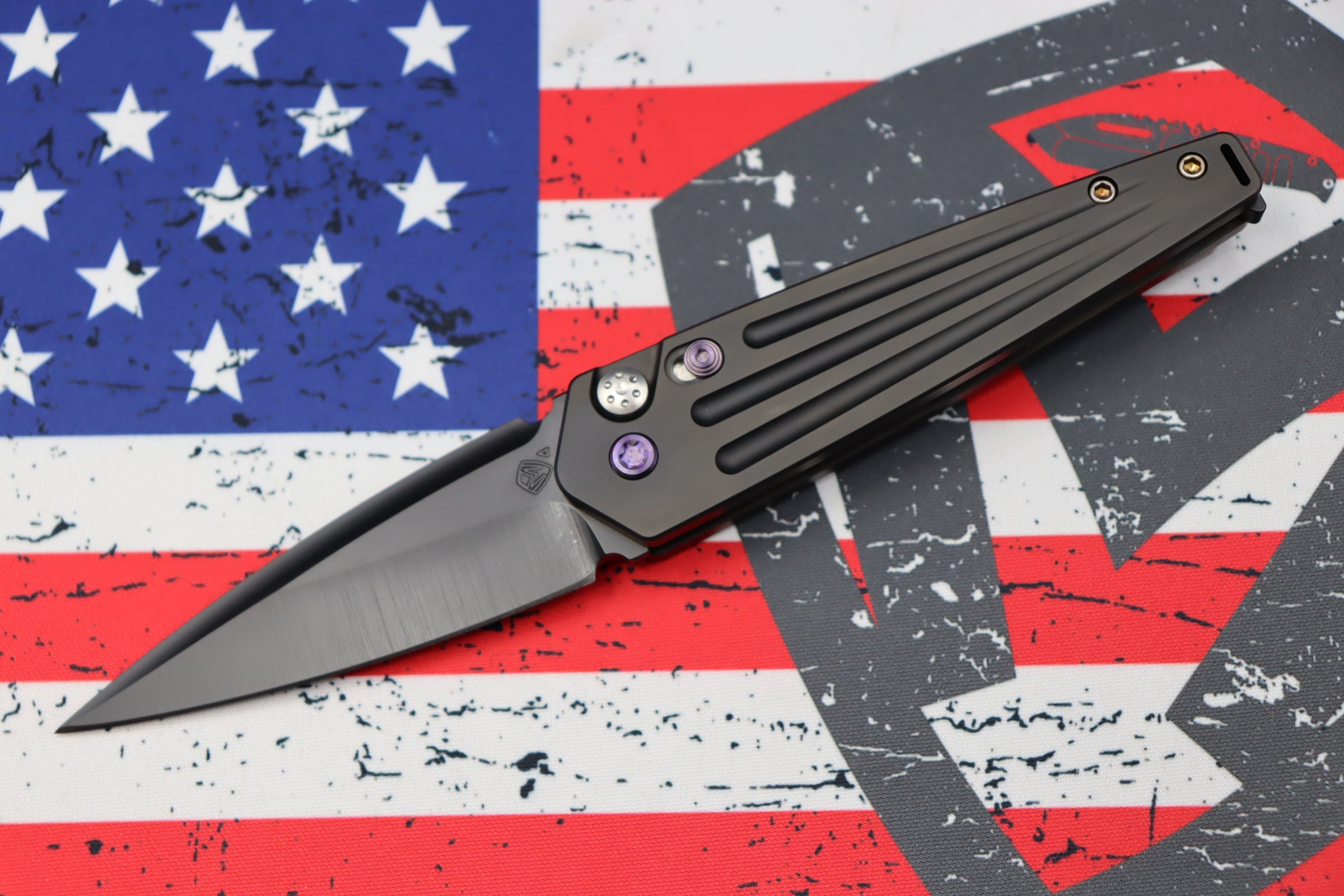 Medford Knife Nosferatu Auto PVD - Premium Tactical EDC with Violet Hardware & S45VN Blade