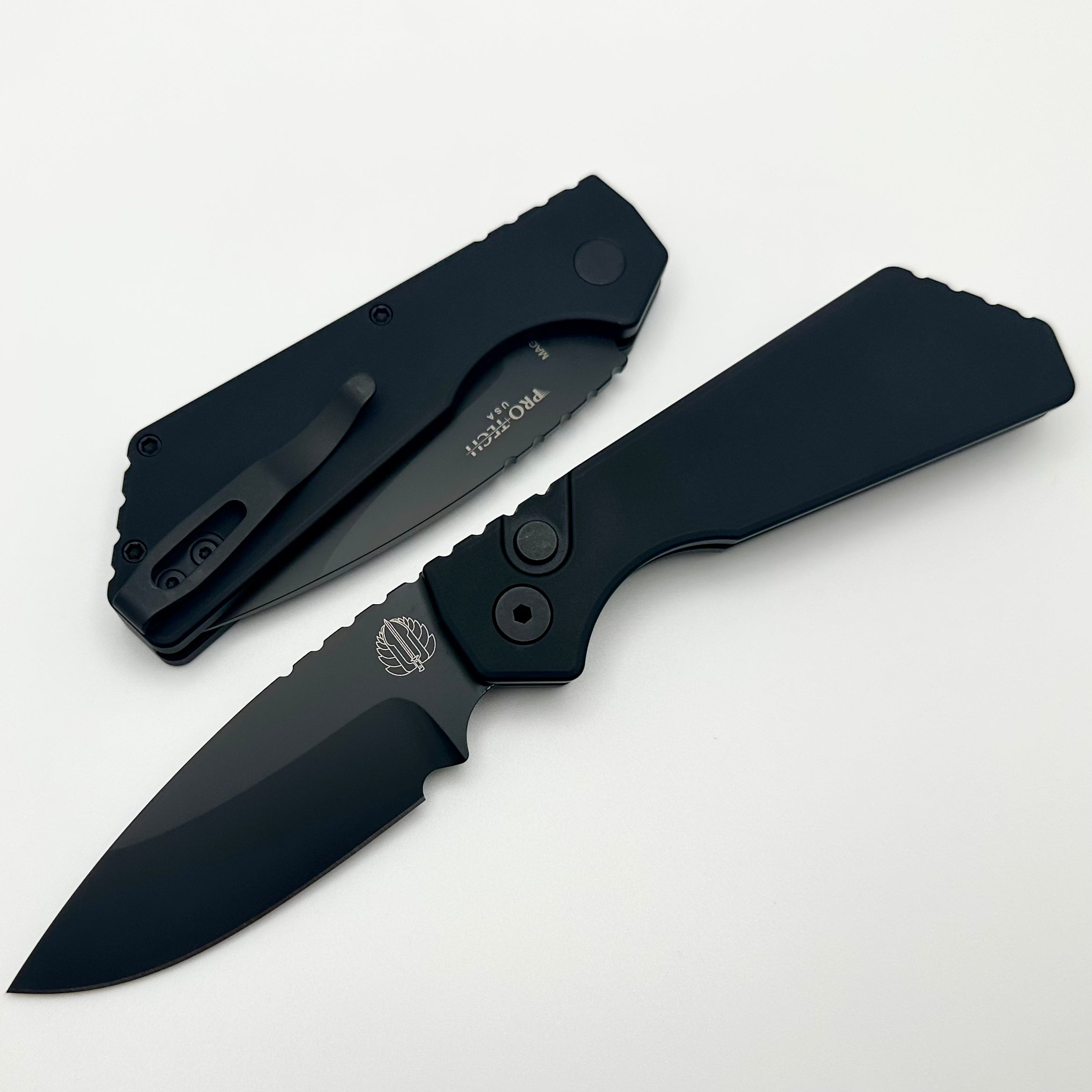 Premium Pro-Tech PT Plus Knife - Black Aluminum Handle & DLC MagnaCut Blade