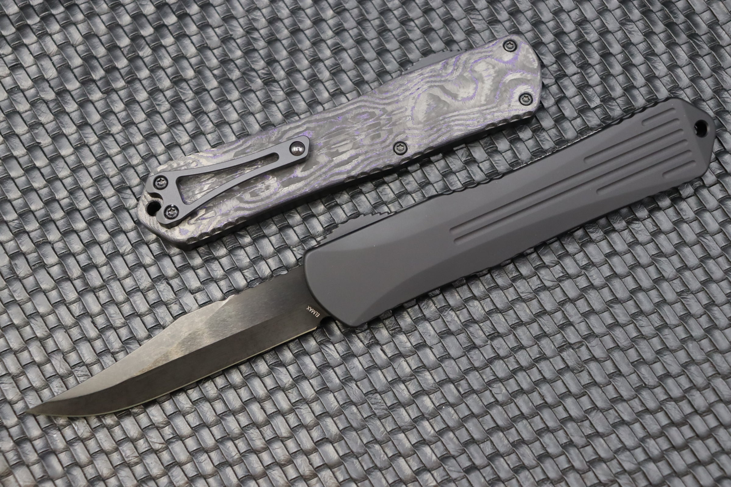 Heretic Knives Manticore X Bowie - Premium DLC & Purple Camo Carbon OTF Knife