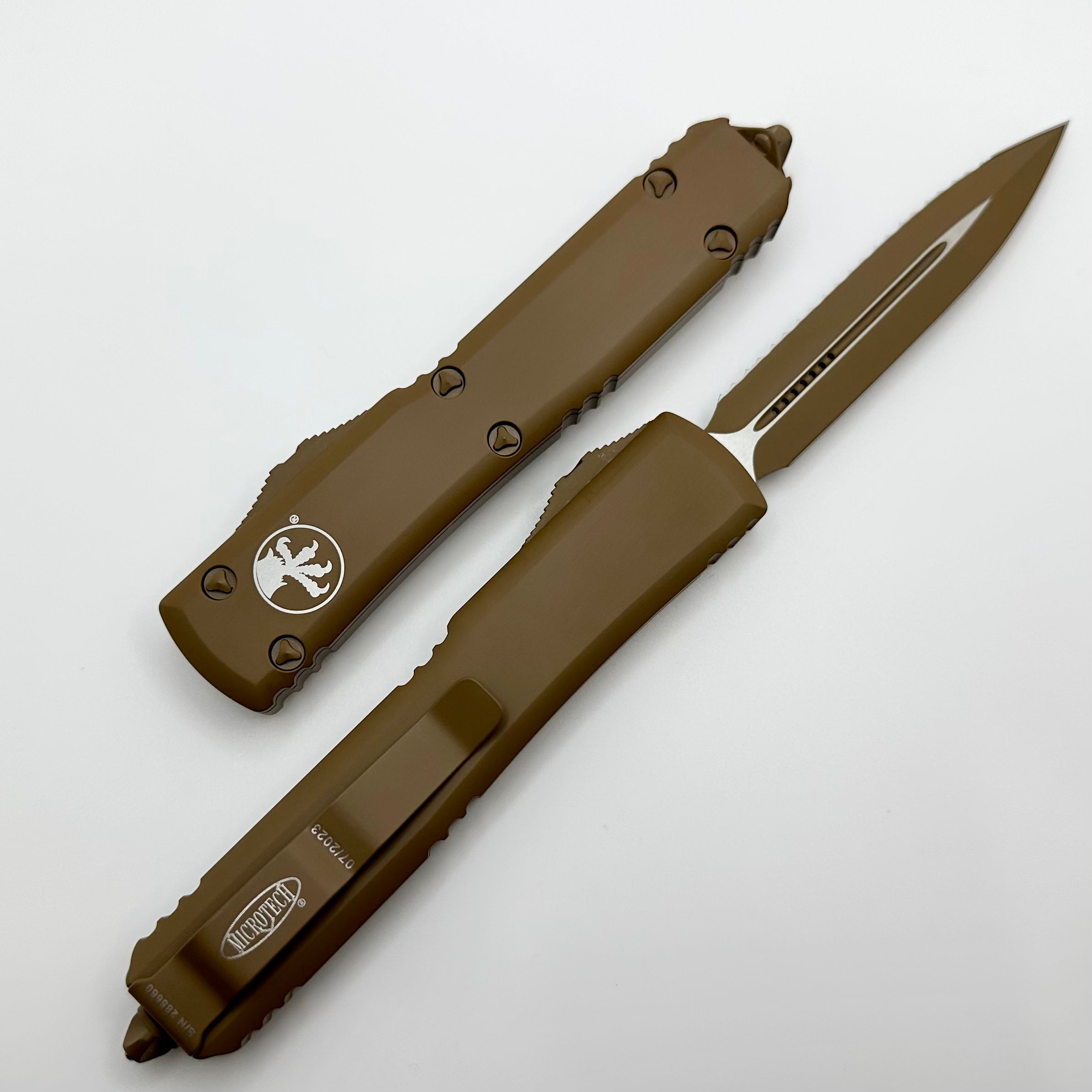 Microtech Ultratech Premium Cerakote Tan Double Edge Serrated Knife