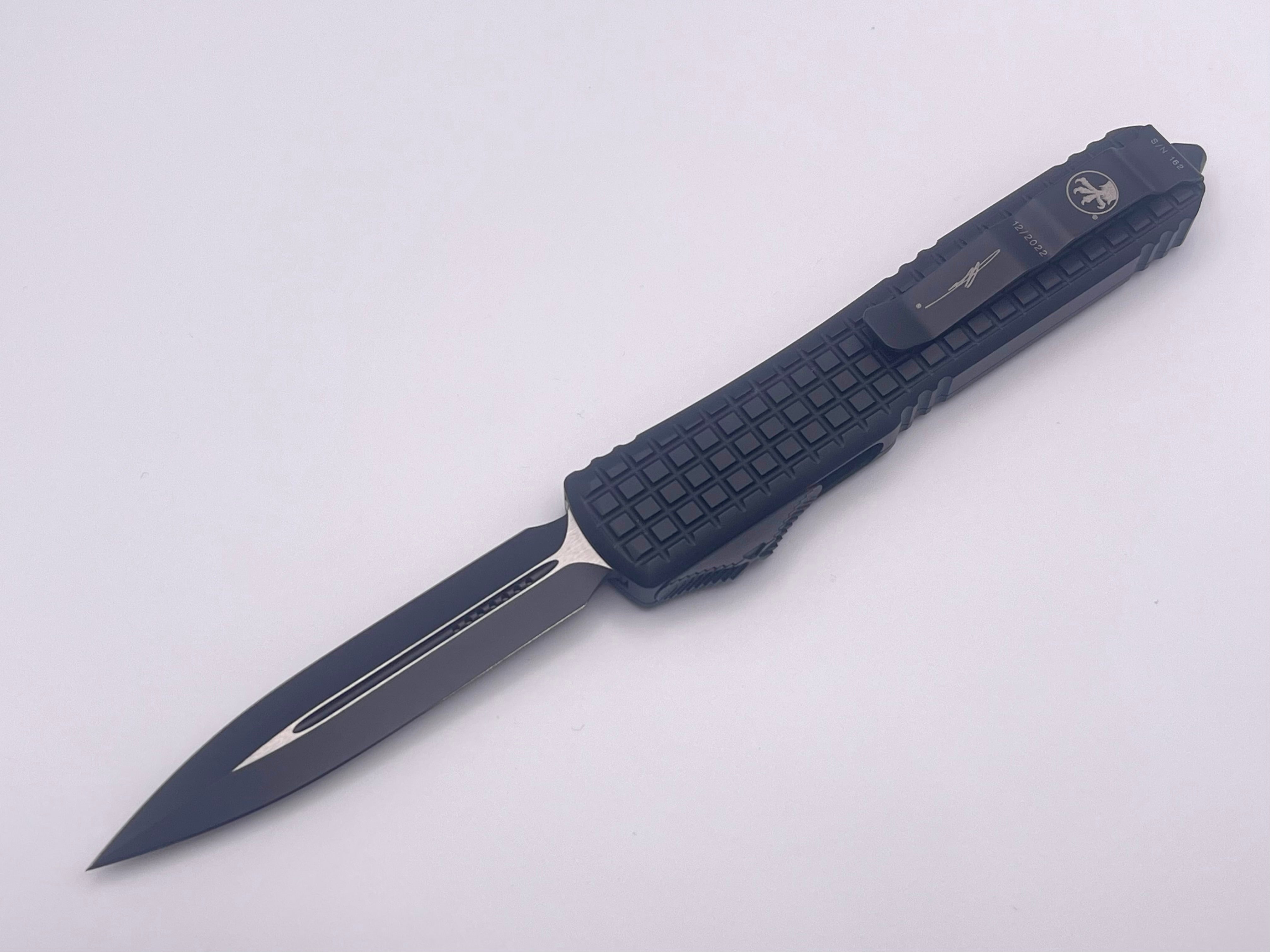 Pre-Owned Microtech Ultratech Tactical Knife - Double Edge Black, Premium Aircraft Aluminum Handle