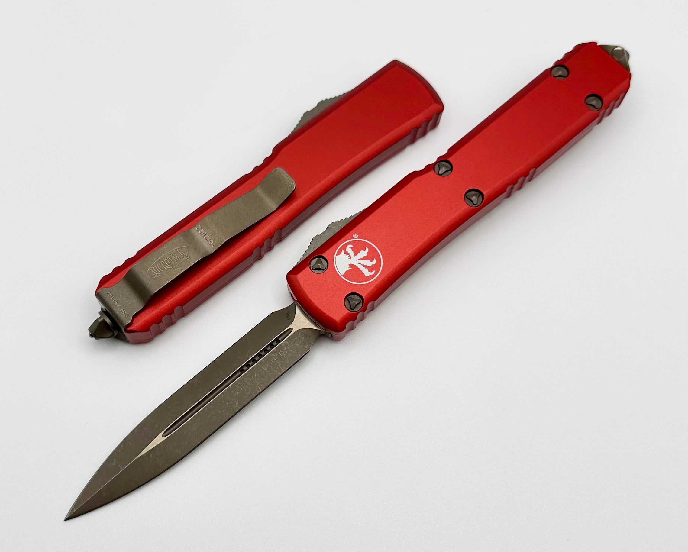 Microtech Ultratech Double Edge Apocalyptic Bronze & Red - Ultimate Tactical Knife