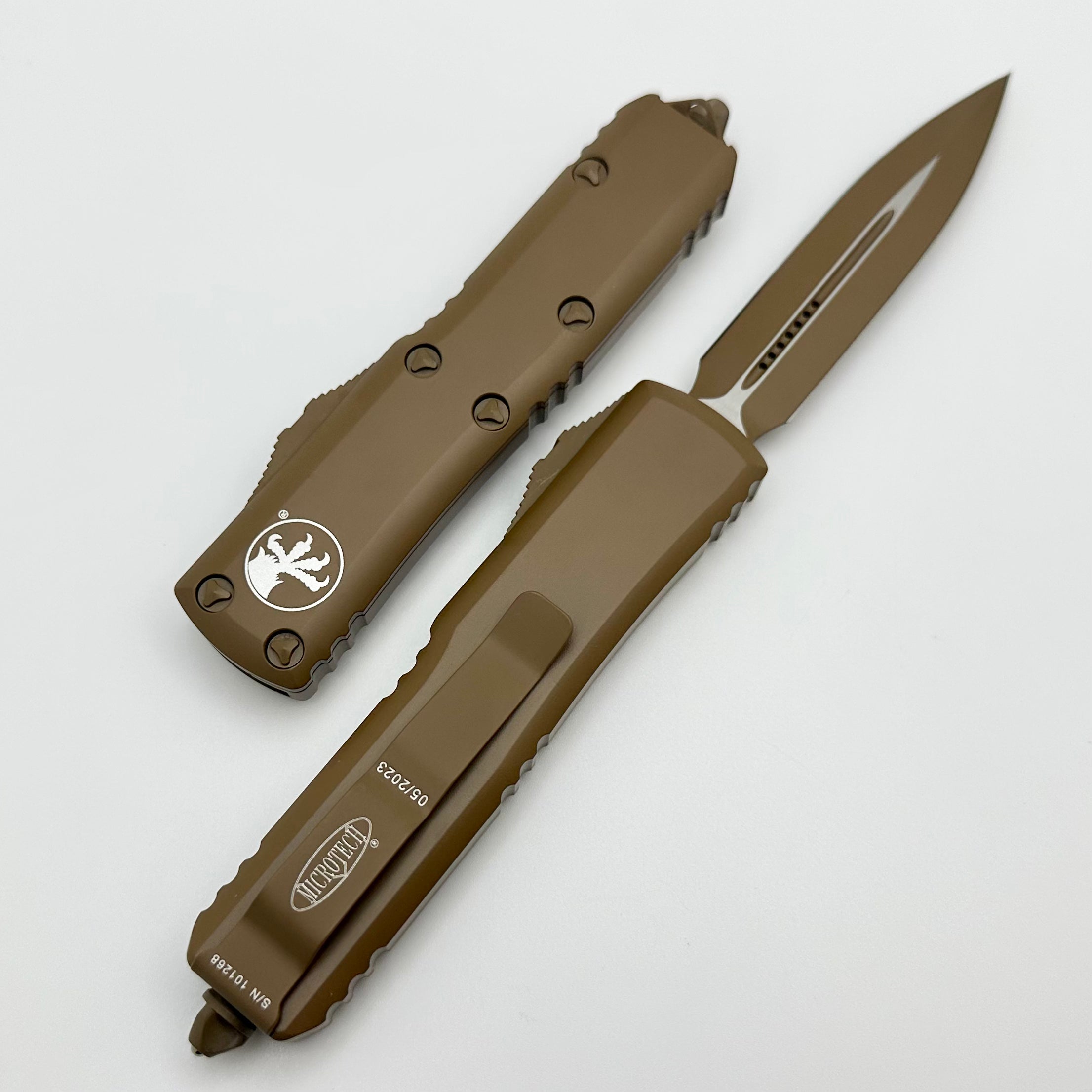 Premium Microtech UTX-85 Double Edge Tactical Knife - Cerakote Tan