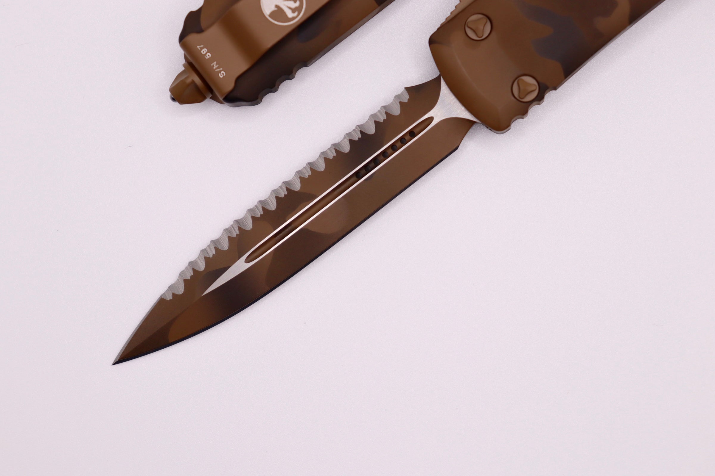 Microtech Ultratech Double Edge Full Serrated Coyote Camo Tactical Knife