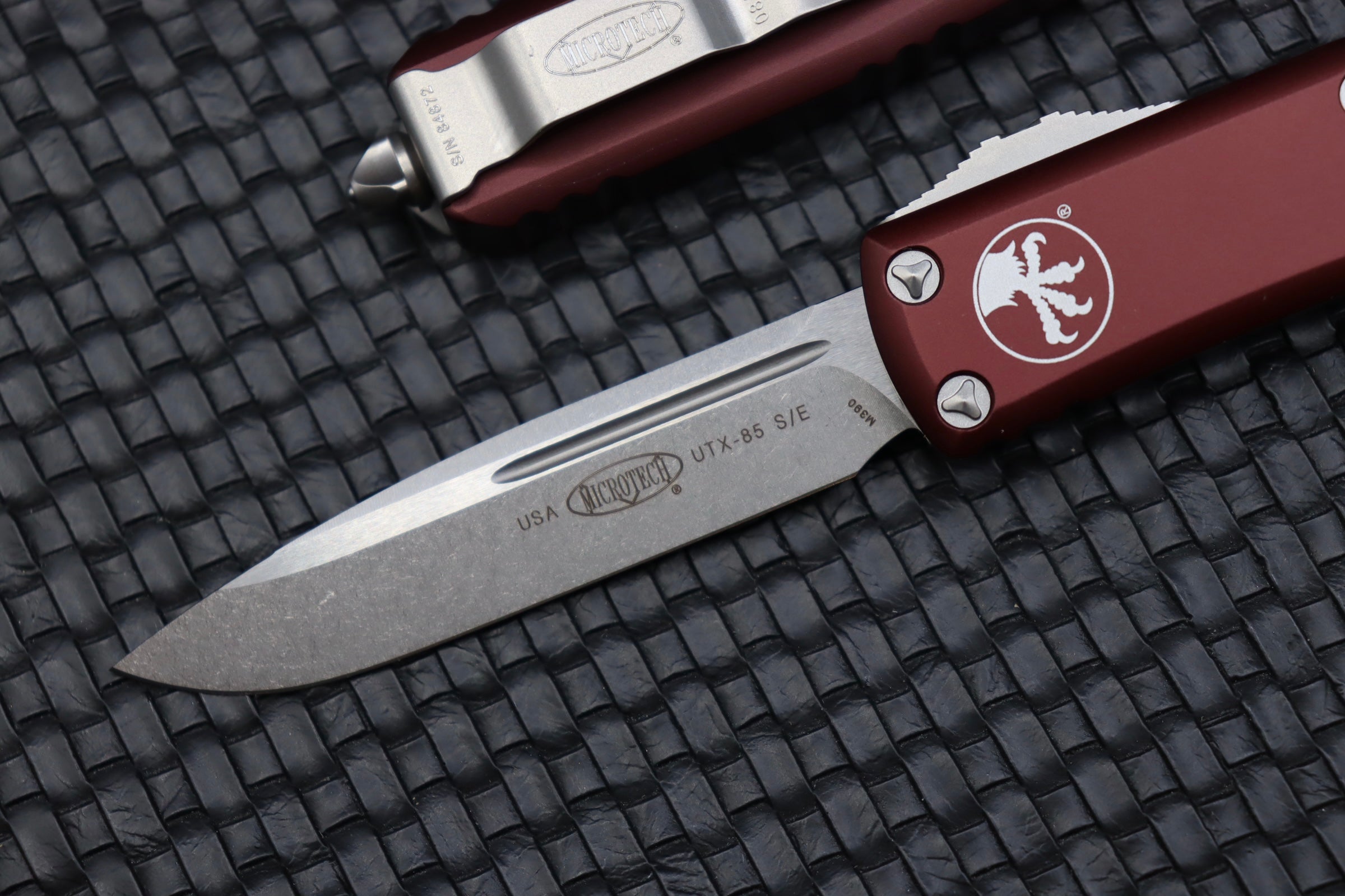 Microtech UTX-85 Premium EDC Knife - Stonewash & Merlot Edition