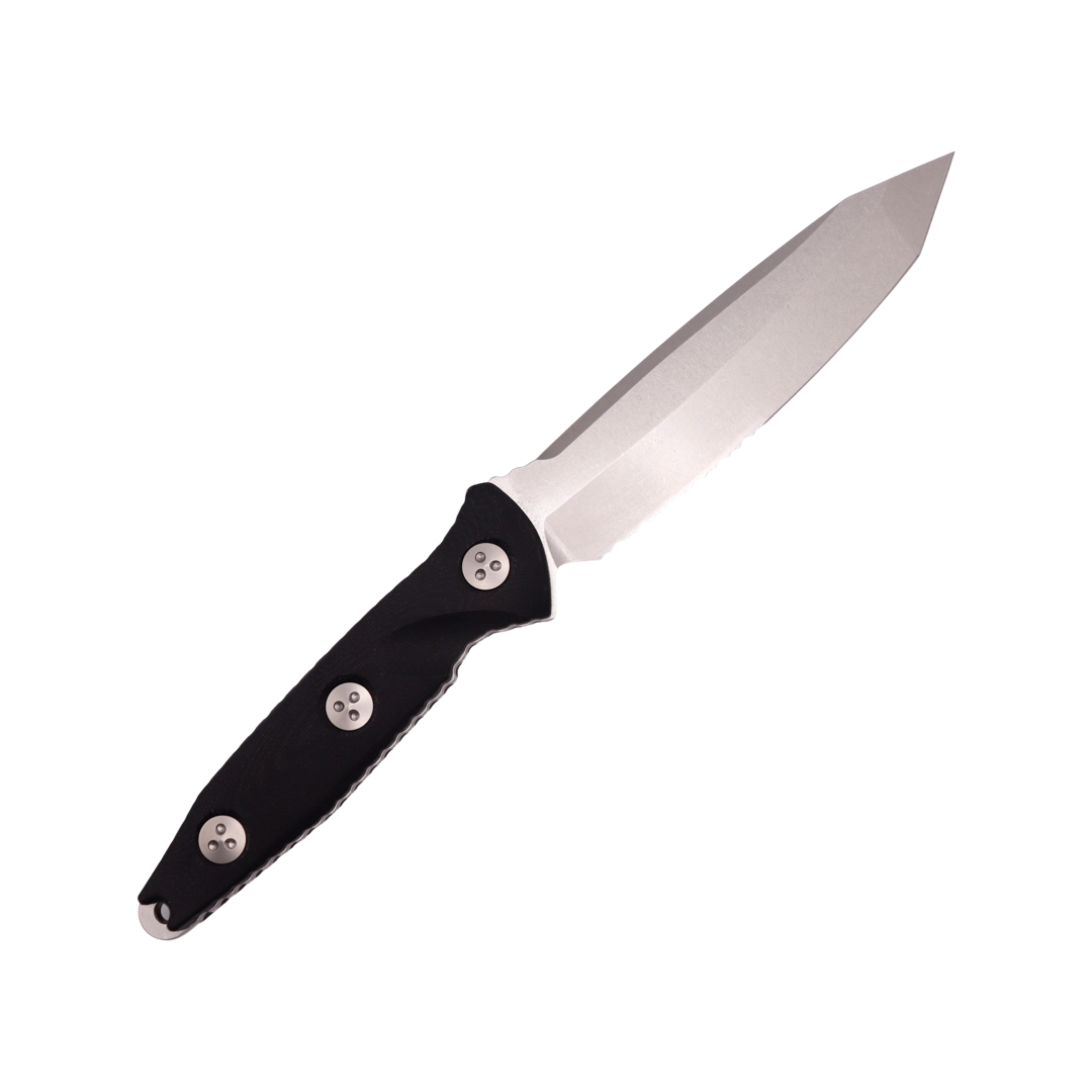 Premium Microtech Socom Alpha Tanto Tactical Knife - Stonewash Partial Serrated