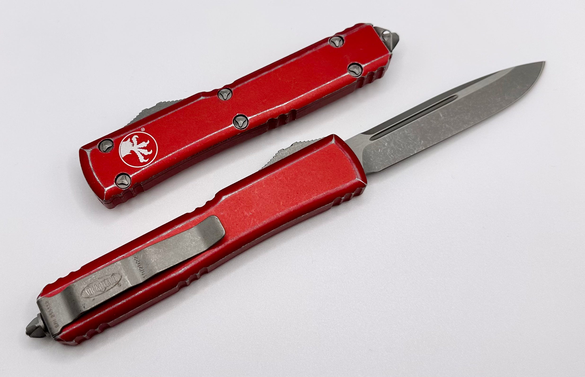 Microtech Ultratech Premium Single Edge Knife - Distressed Red Finish