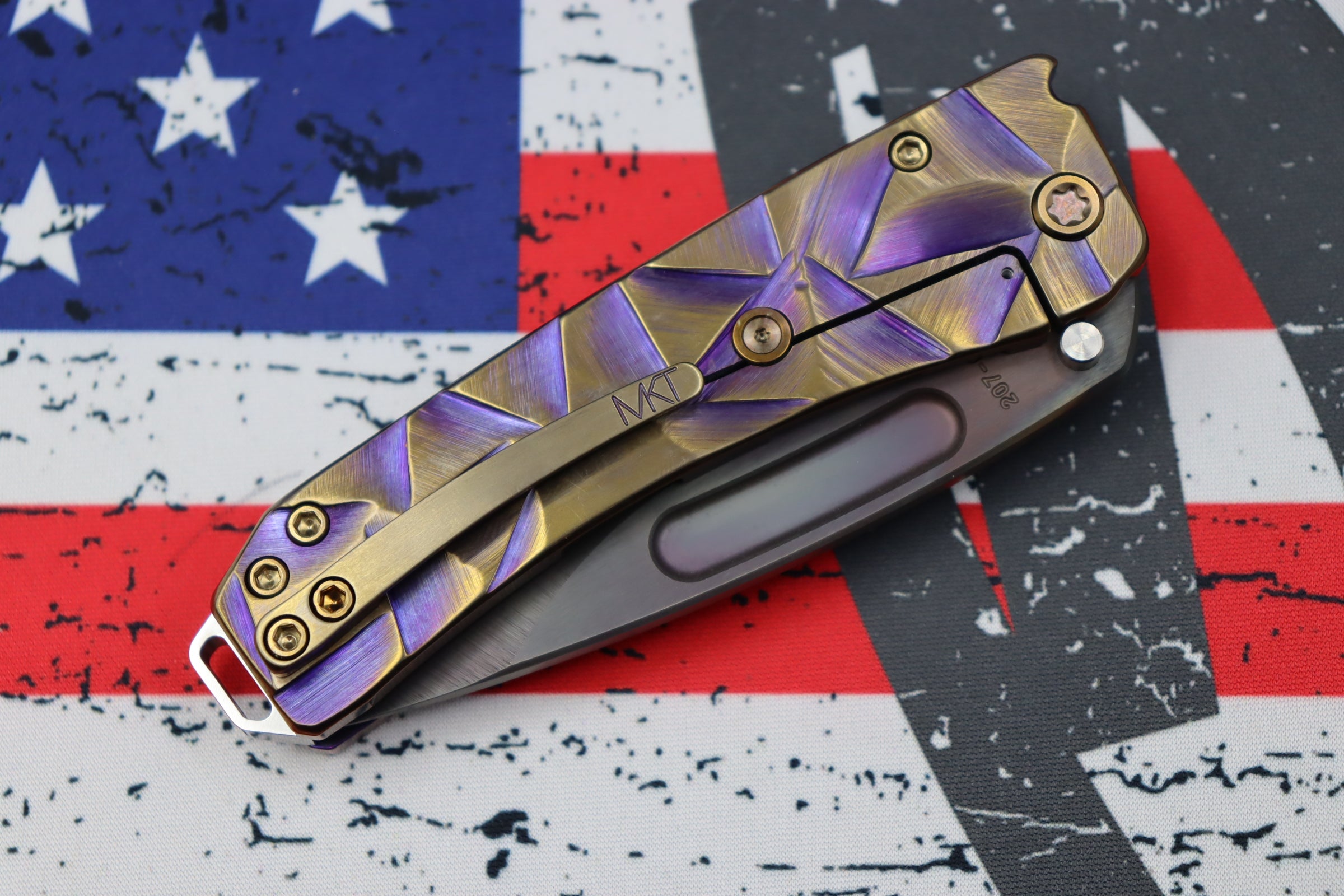 Medford Midi Marauder Vulcan S35 Drop Point - Premium EDC Knife with Violet Bronze Stained Glass Handles