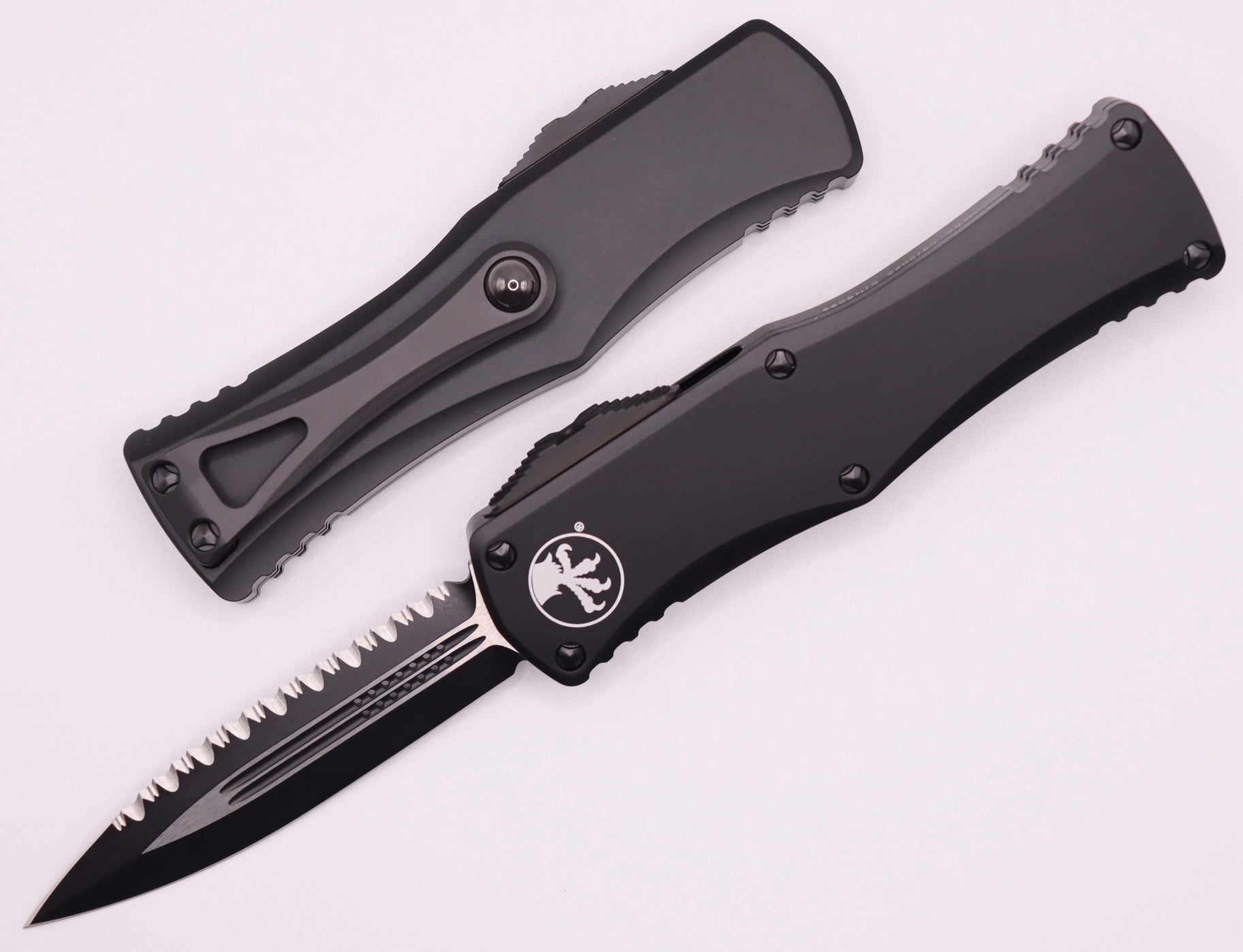 Microtech Hera Double Edge Tactical Knife - Premium Black Fully Serrated