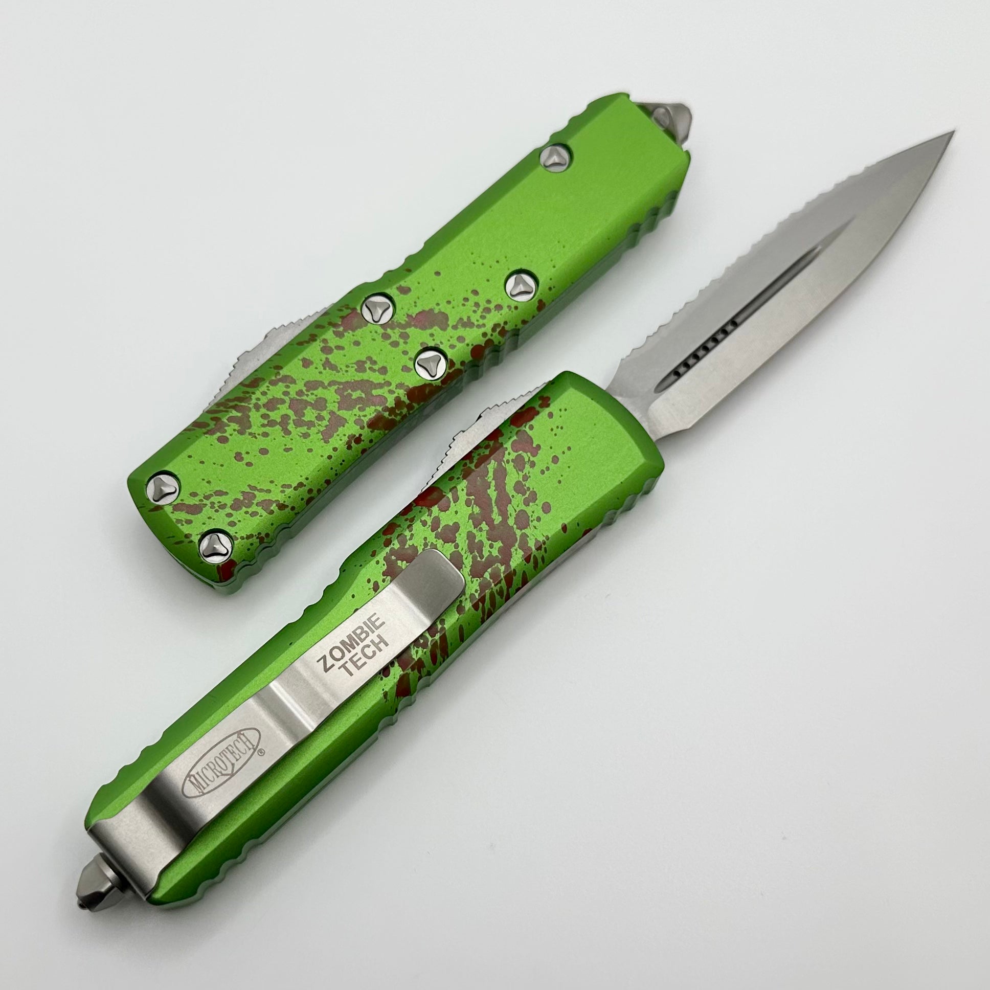 Microtech UTX-85 Zombie Tech Double Edge Stonewash Serrated Signature Series - Ultimate EDC Knife