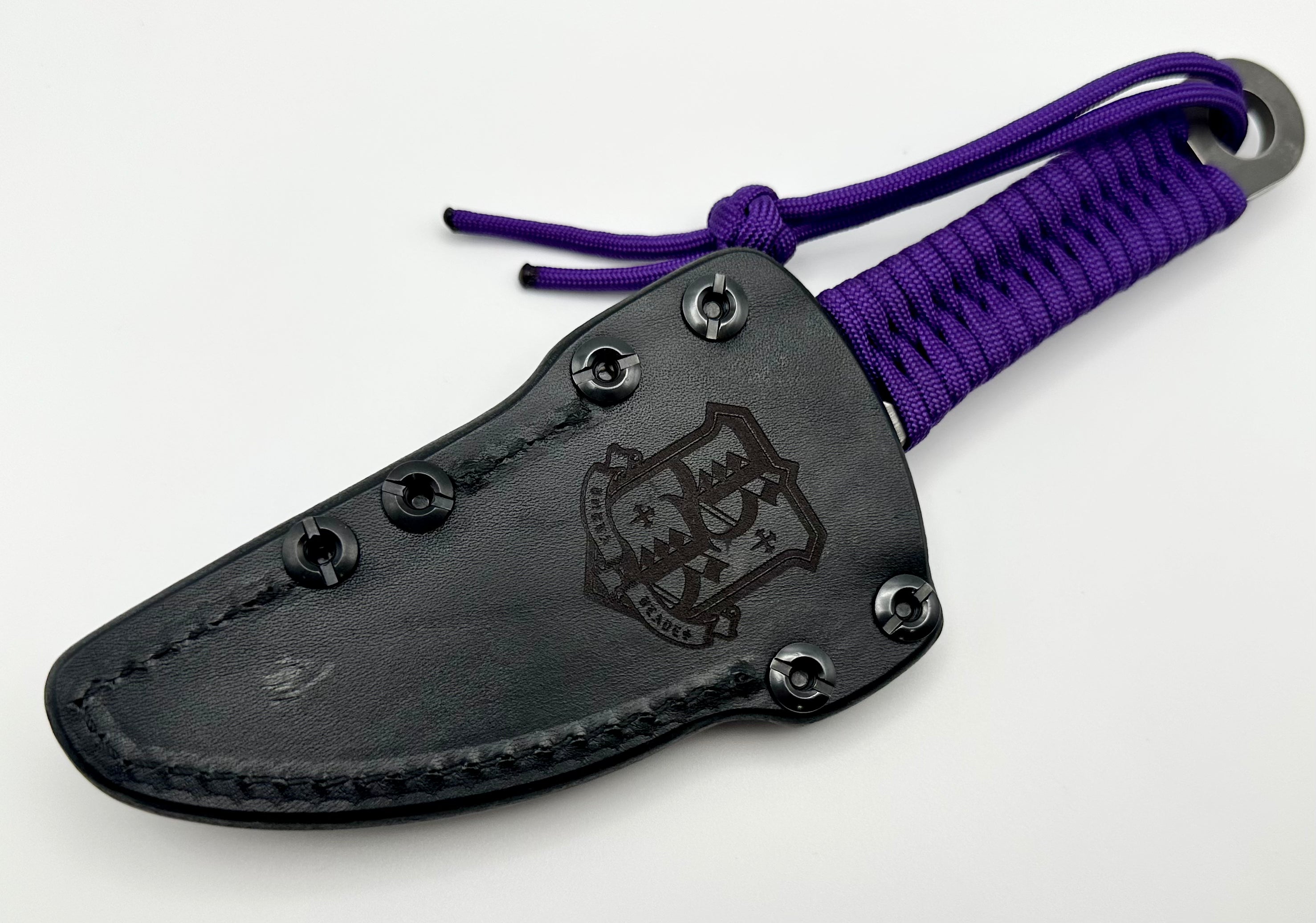 Borka Blades SBK-L M390 Premium Fixed Blade with Leather Sheath & Purple Paracord Wrap