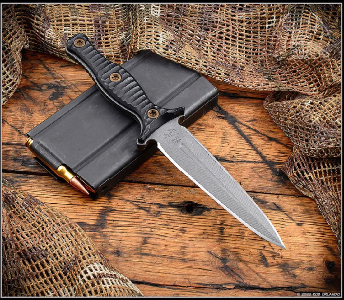 RMJ Tactical Raider Dagger 3V Fixed Blade - Ultimate Tactical Knife with Black G-10 Handle & Kydex Sheath