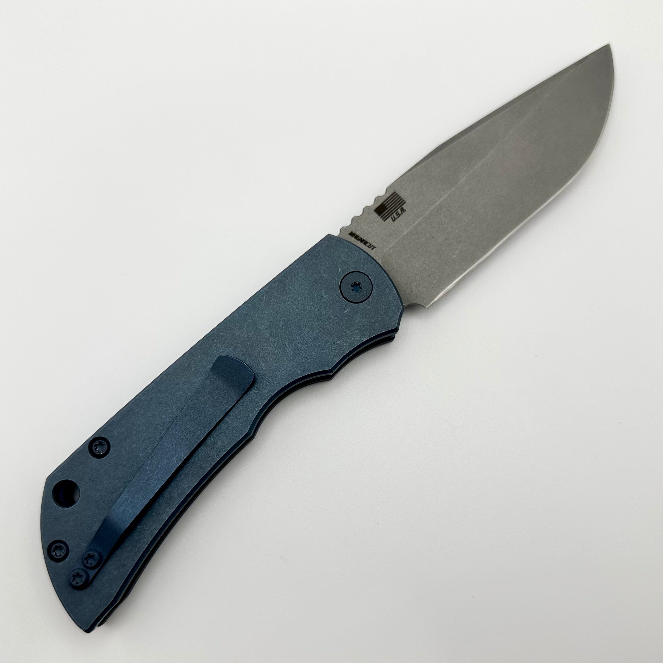 McNees PM Mac 2 Full Titanium Auto Stonewash Blue & Stonewash MagnaCut - Premium EDC Knife