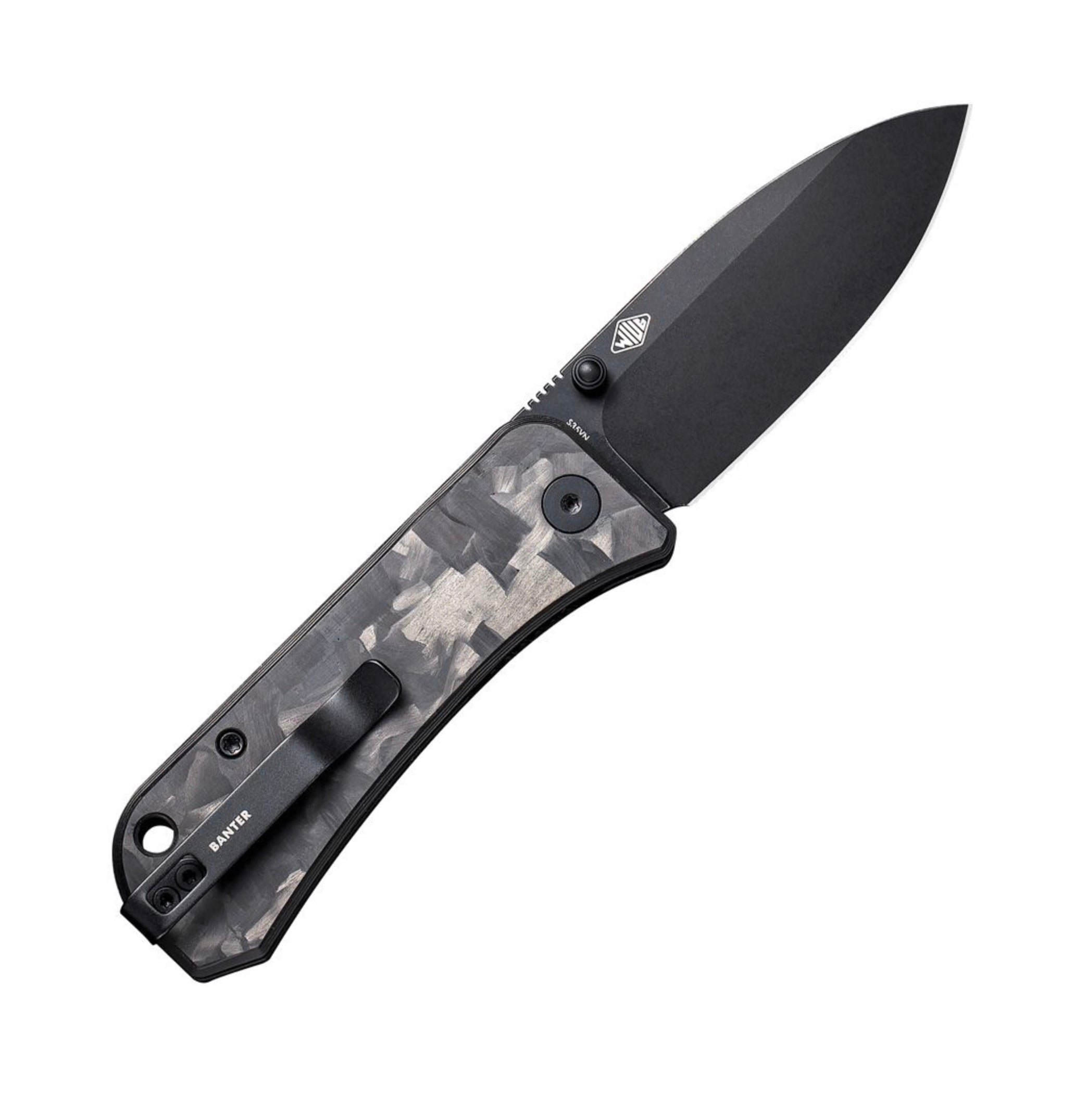 We Knife Co Banter Premium Marble Carbon Fiber EDC Knife - S35VN Blade