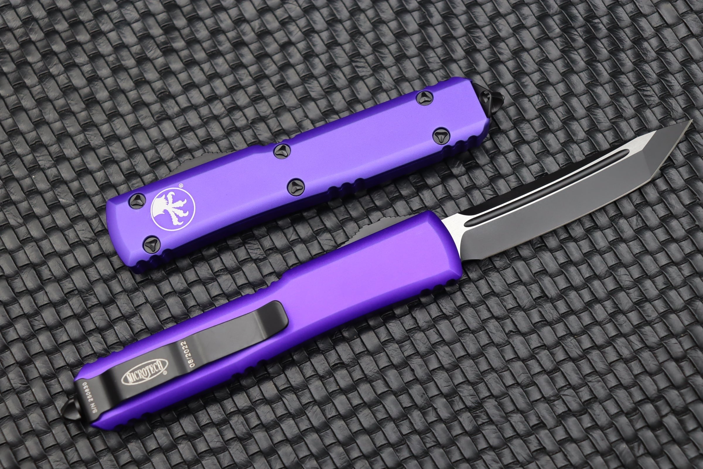 Premium Microtech Ultratech Tanto Knife - Black & Purple Edition