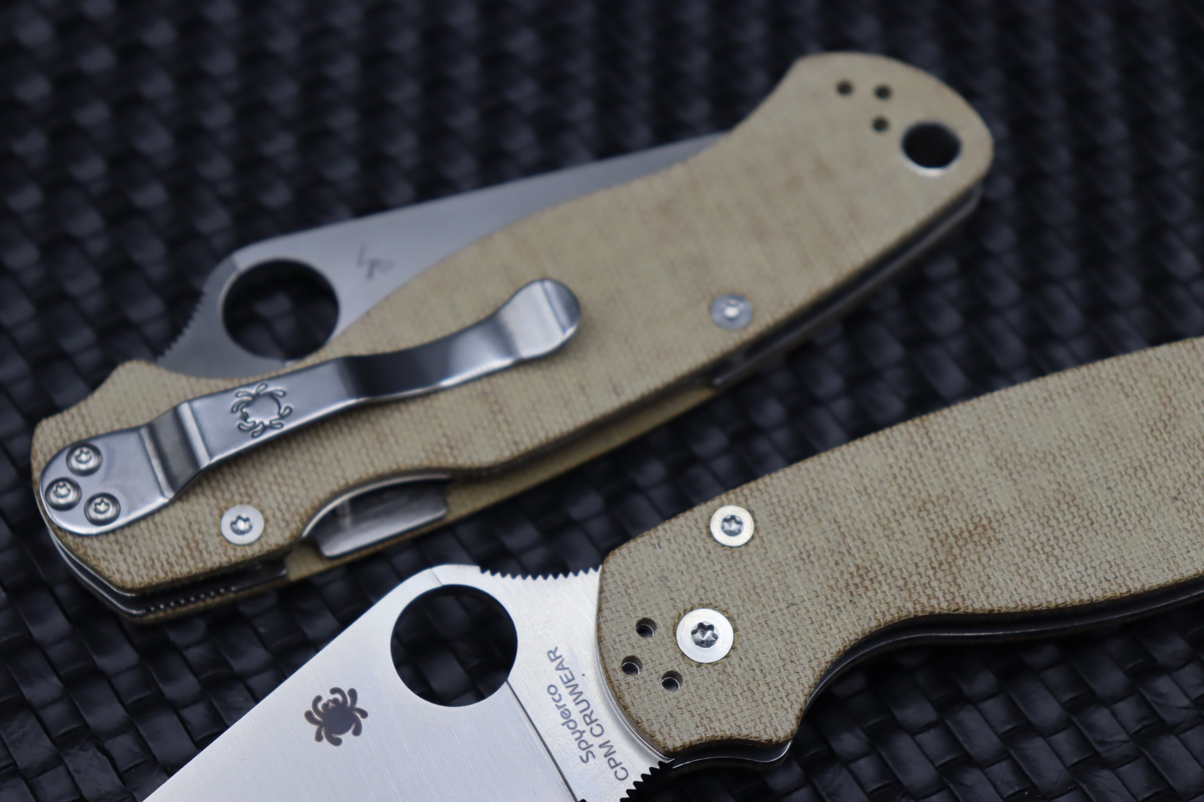 Spyderco Paramilitary 2 PM - Ultimate Cruwear & Brown Canvas Micarta Tactical Knife