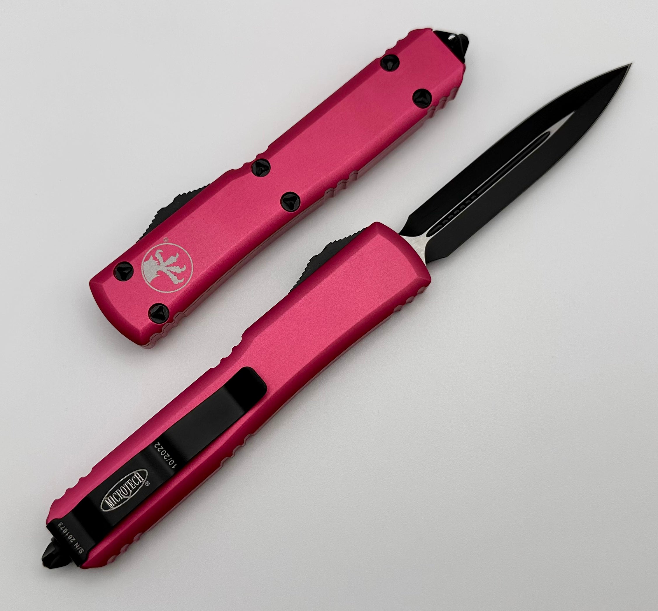 Premium Microtech Ultratech D/E Tactical Knife - Black & Pink Edition