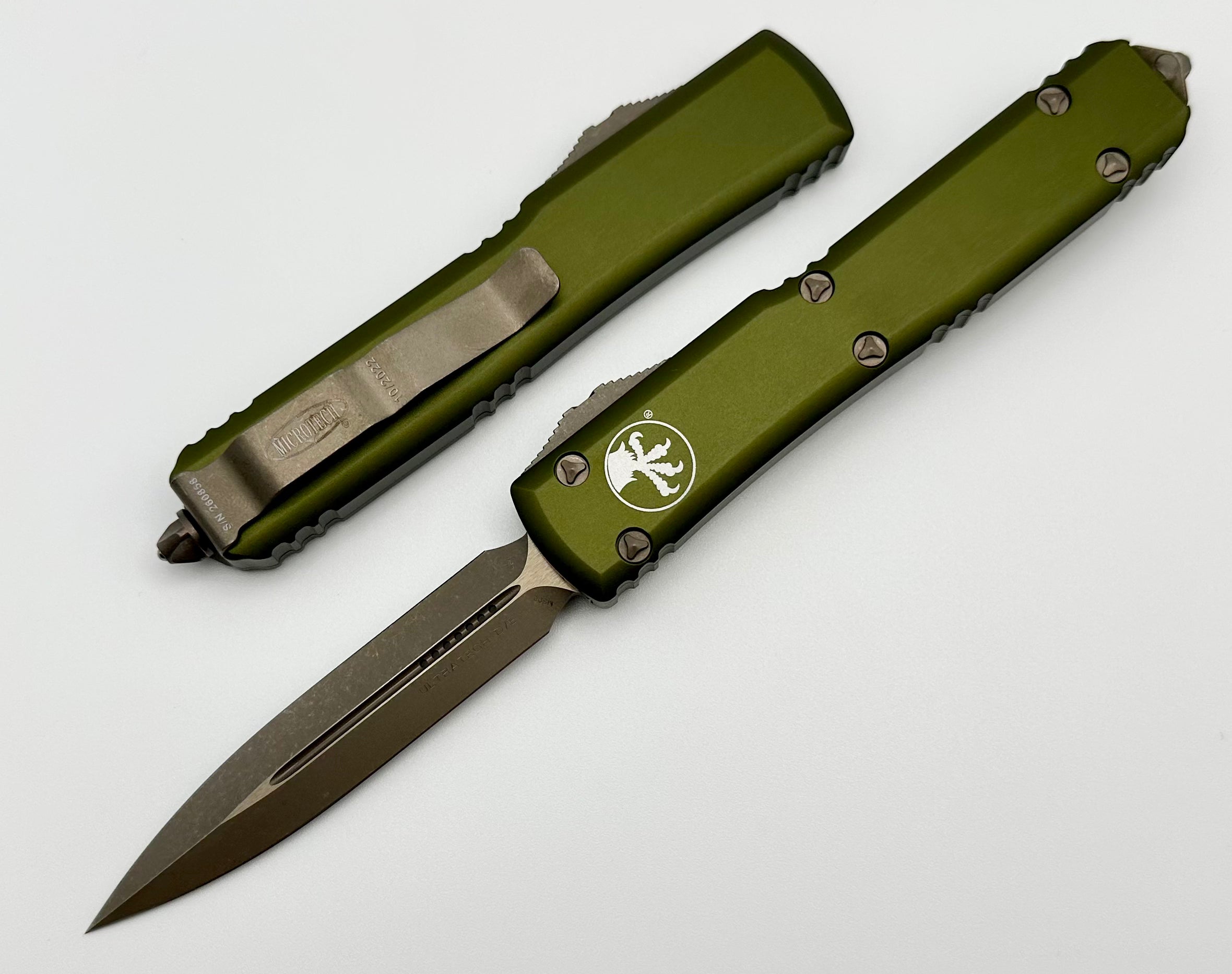 Microtech Ultratech Premium Double Edge Knife - Apocalyptic Bronze & OD Green