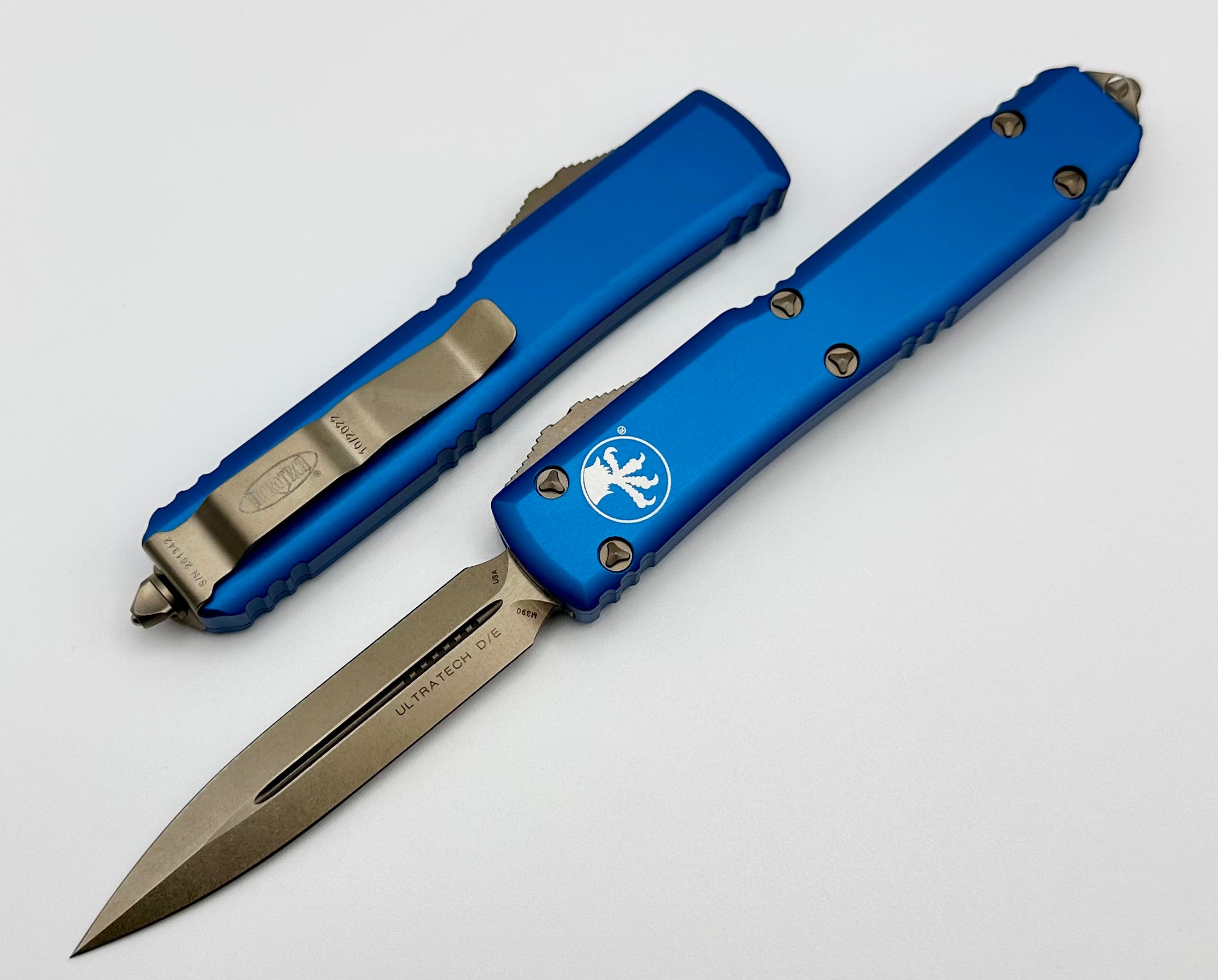 Premium Microtech Ultratech Double Edge Bronze & Blue Tactical Knife