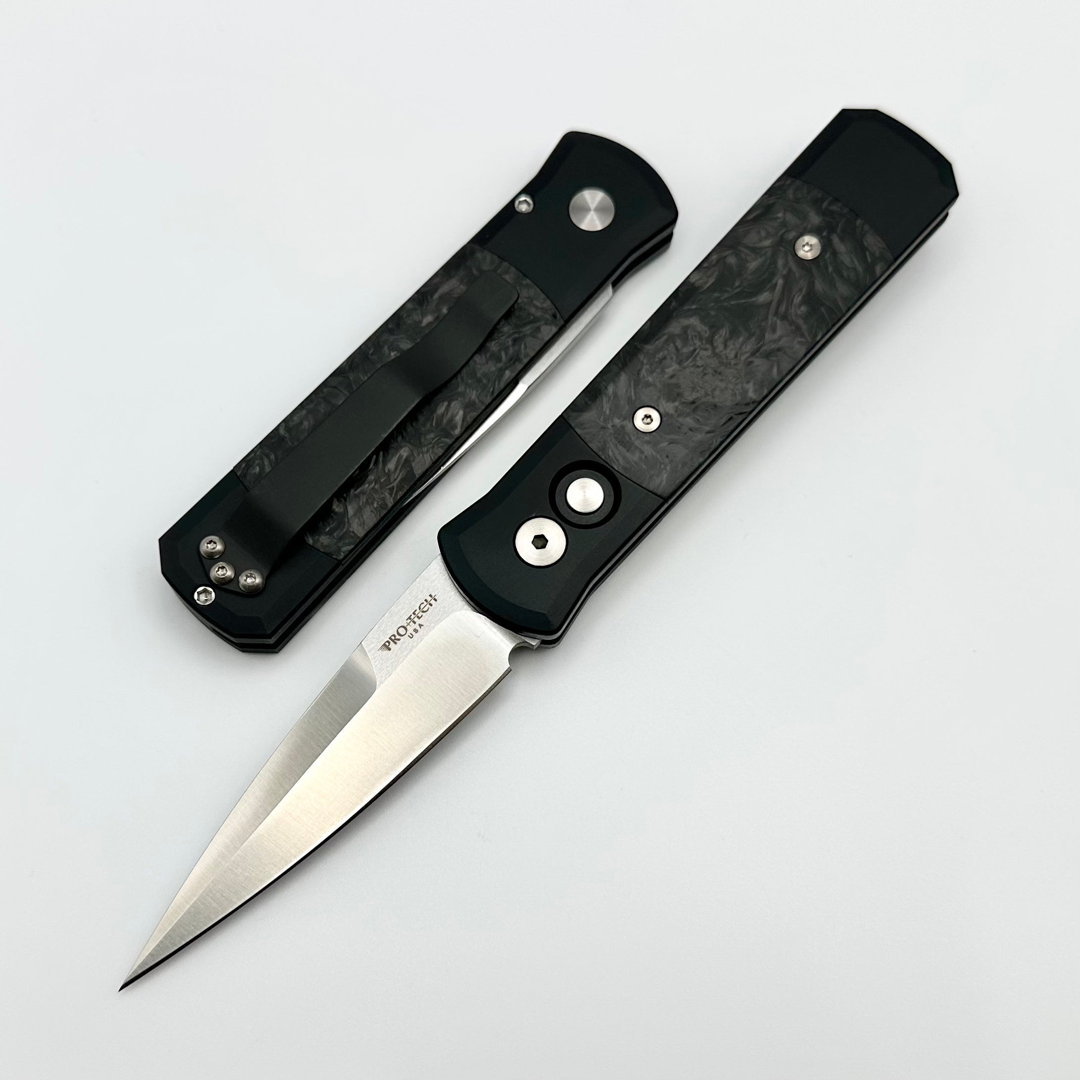 Pro-Tech Godson Dark Matter Carbon Fiber Knife - Premium Automatic Stiletto