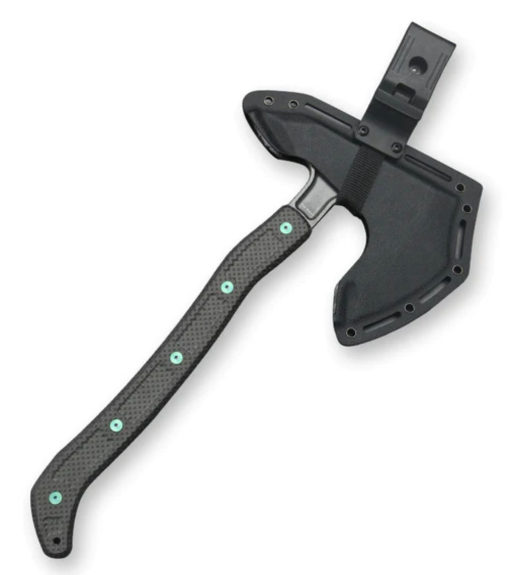 Premium Jake Hoback PS2 Axe - Stonewash AEB-L Steel with Unidirectional Carbon Fiber & Green Anodized Bolts