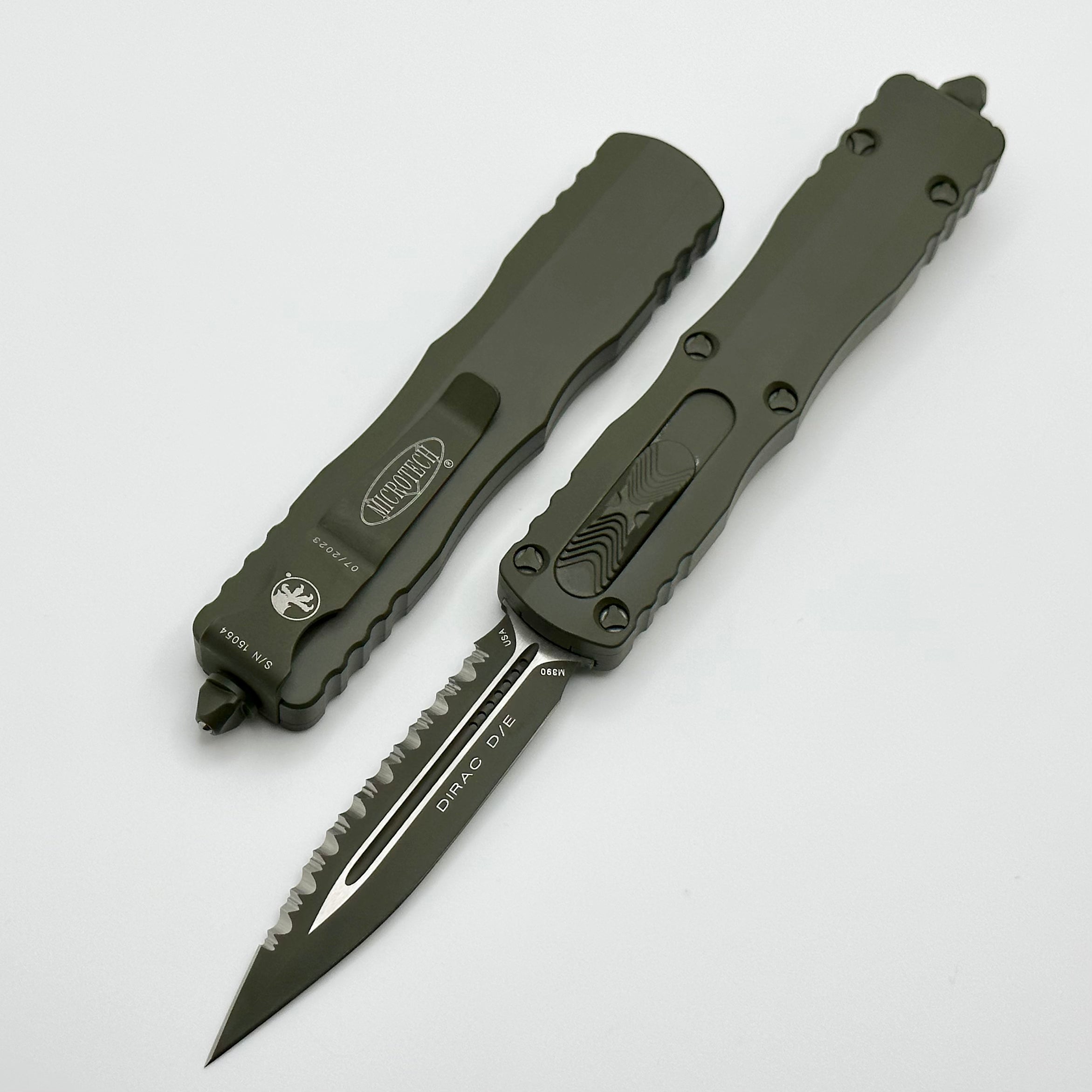 Premium Microtech Dirac OD Green Double Edge Serrated Knife - Ultimate EDC Tool