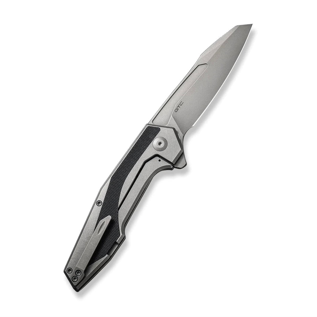 Civivi Hypersonic Flipper Knife - Premium Gray Steel Handle with Black G-10 Inlays & Stonewash 14C28N Blade