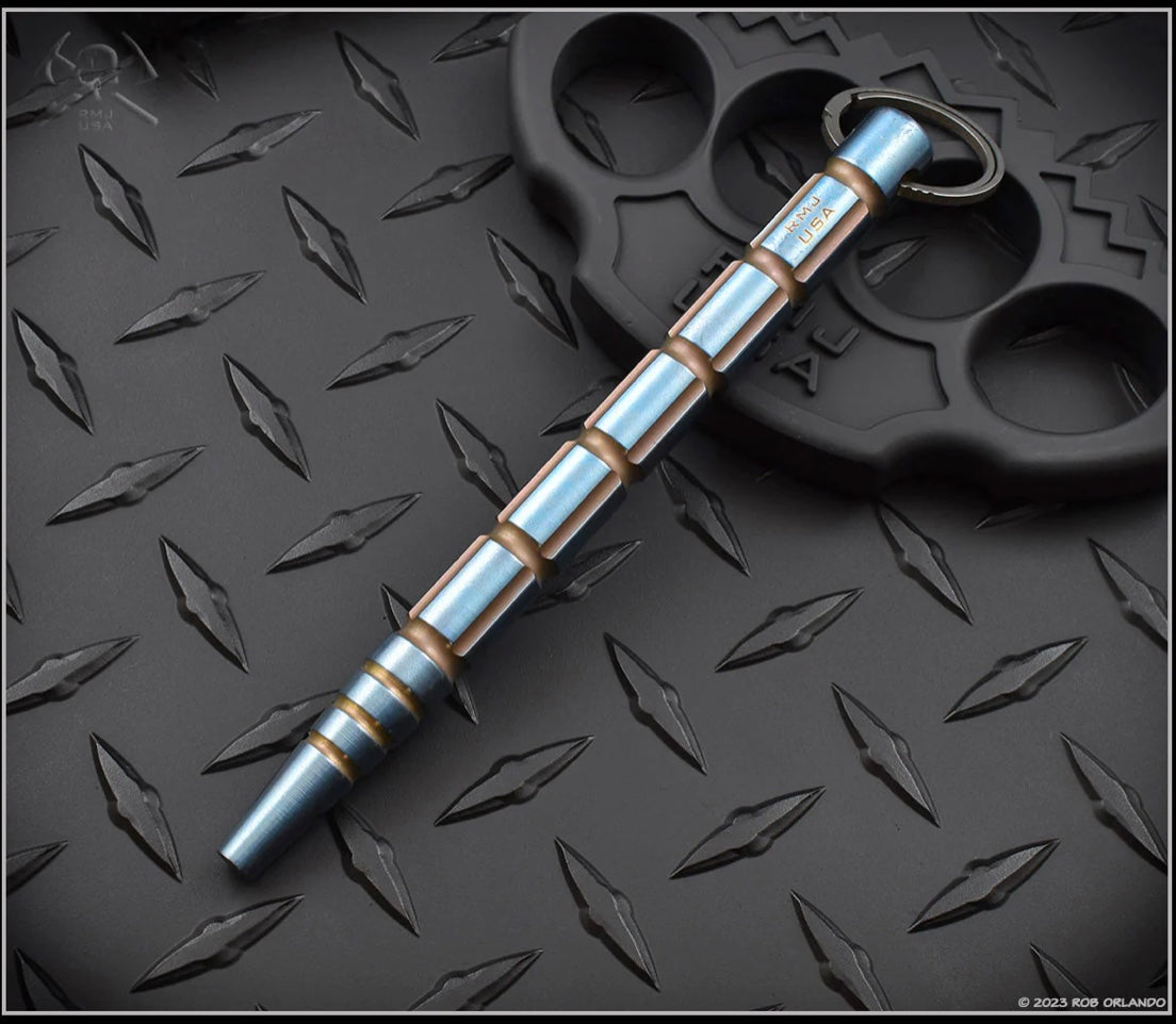 RMJ Tactical Titanium Self-Defense Kubotan - Blue/Bronze Edition