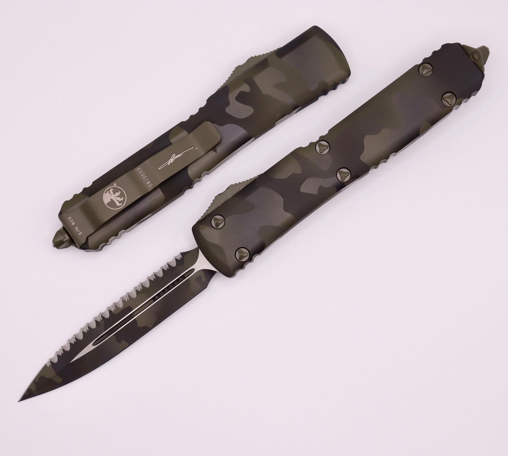 Microtech Ultratech Premium OTF Tactical Knife - Olive Camo Edition