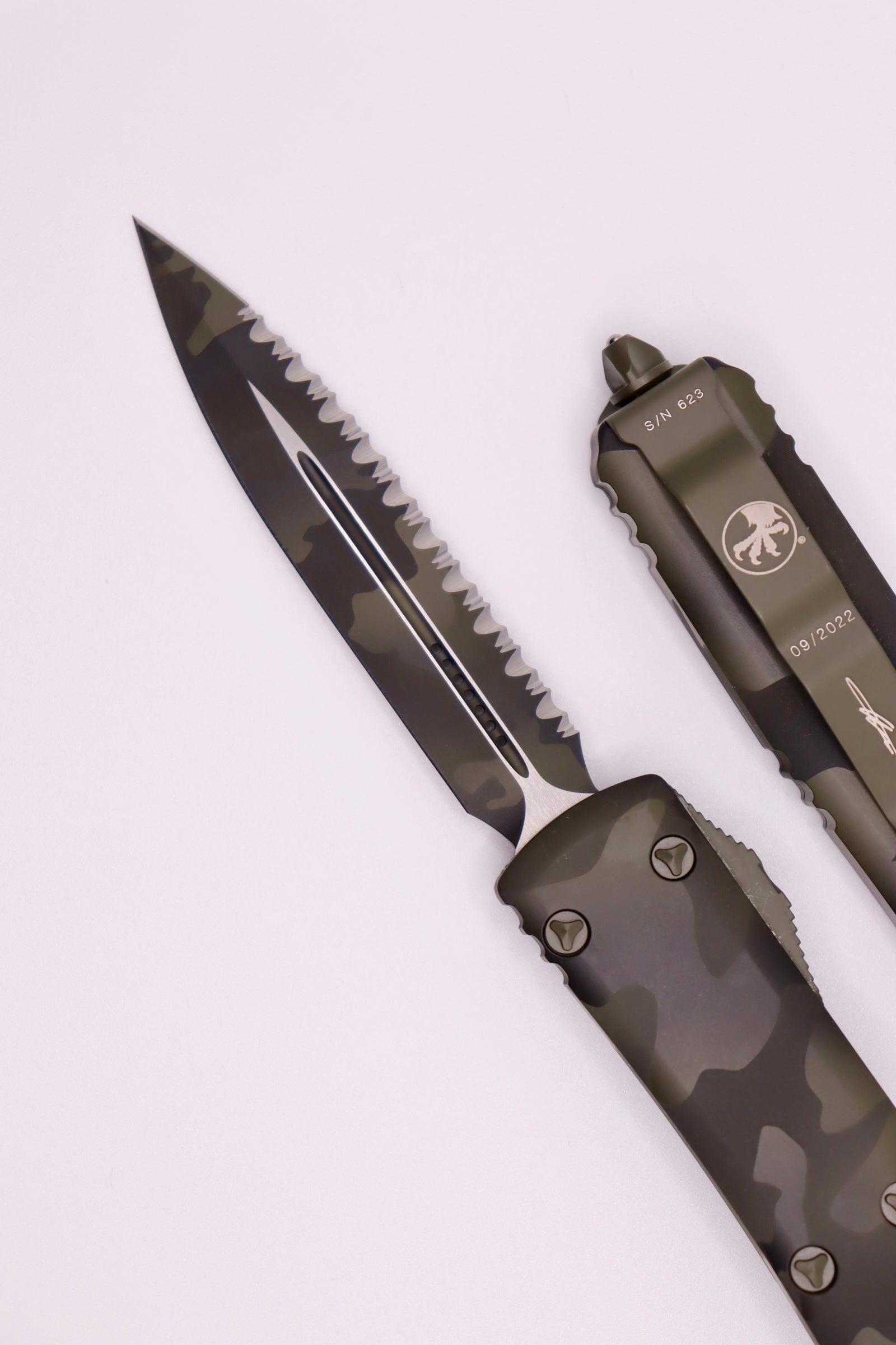 Microtech Ultratech Premium OTF Tactical Knife - Olive Camo Edition