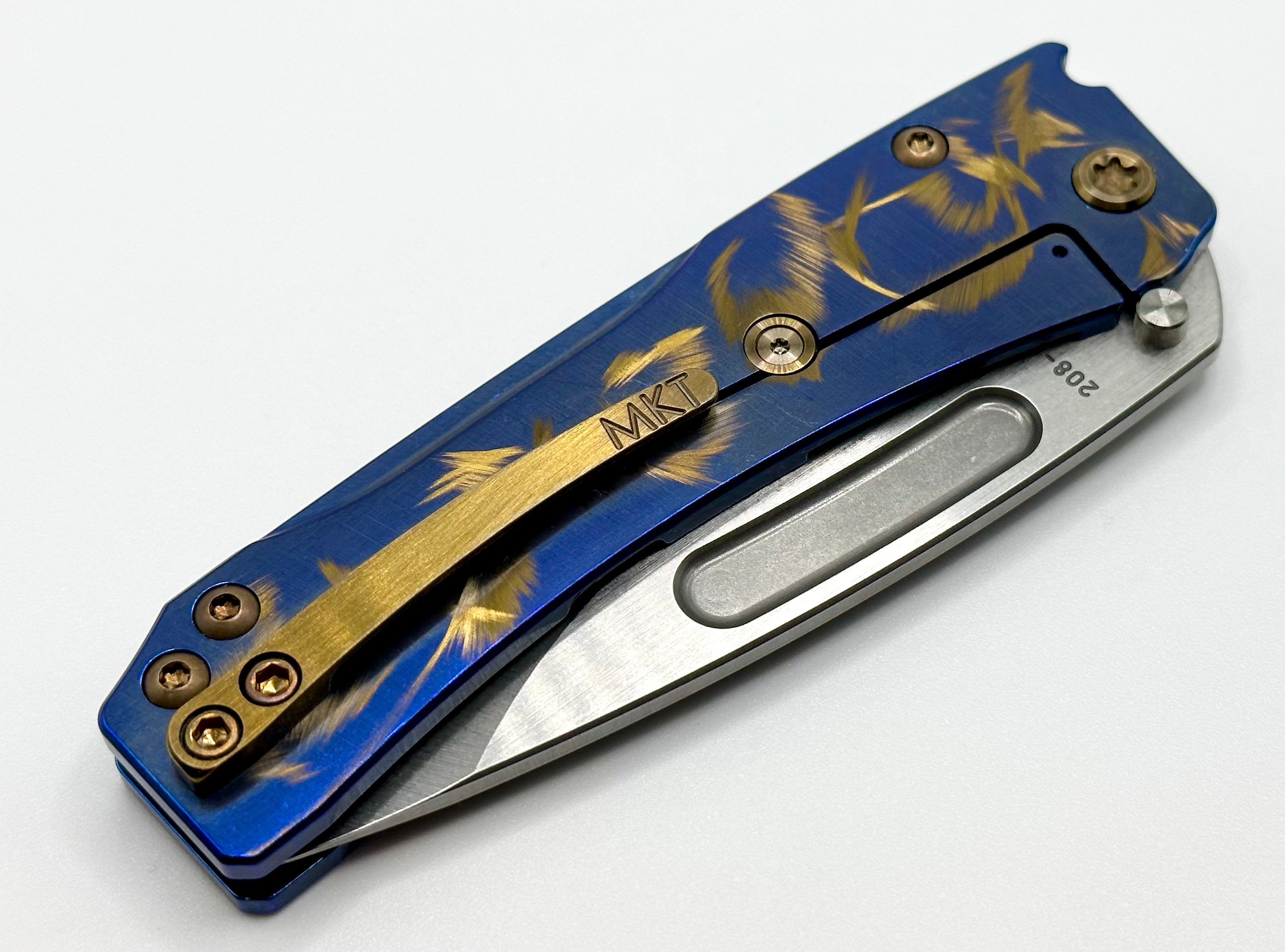 Medford Slim Midi S45 Drop Point Knife - Blue/Bronze Birds of Paradise Handle with Bronze Hardware