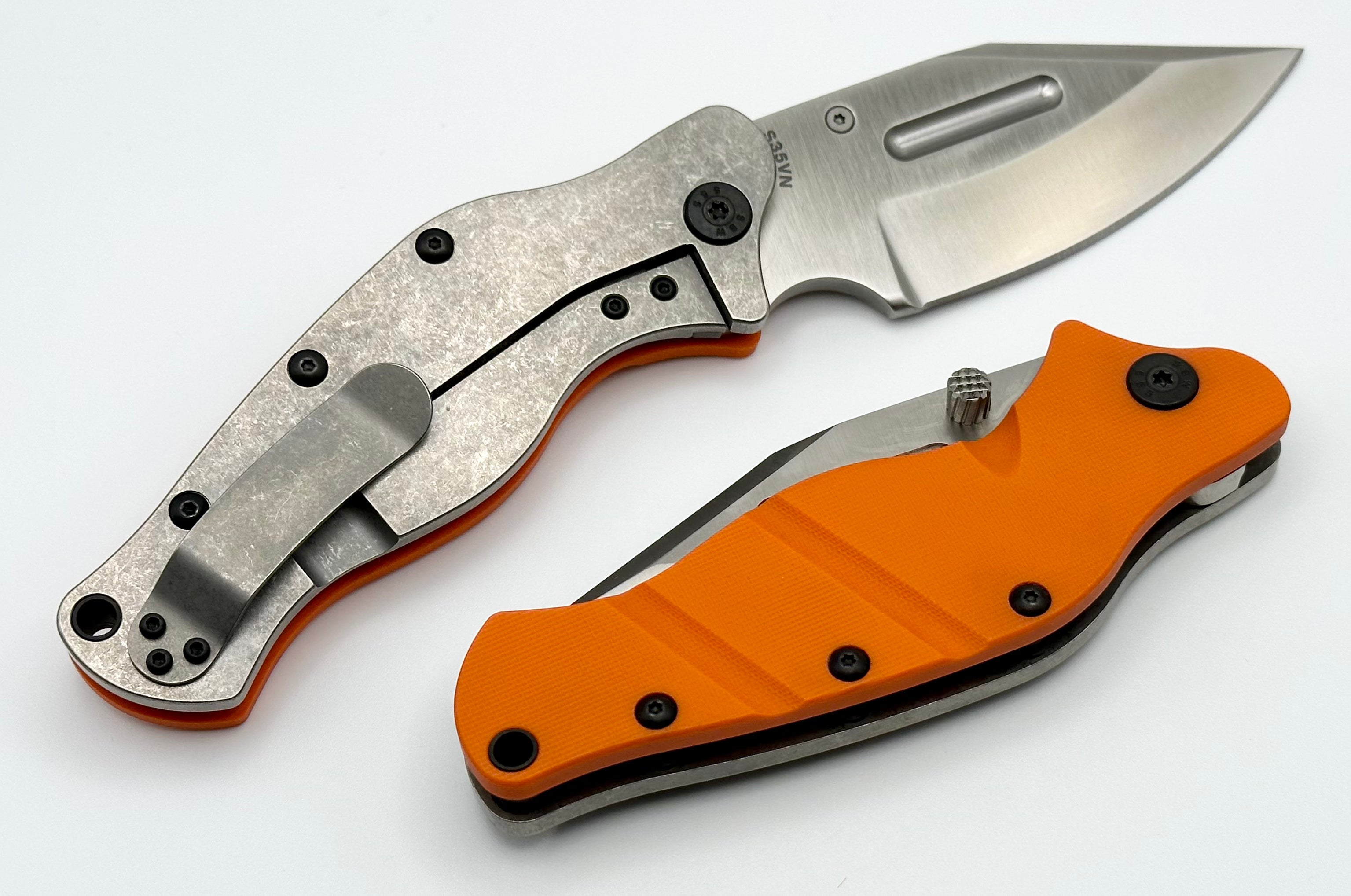 Sniper Bladeworks LPC Orange G-10 Tactical Knife - S35VN Satin Blade