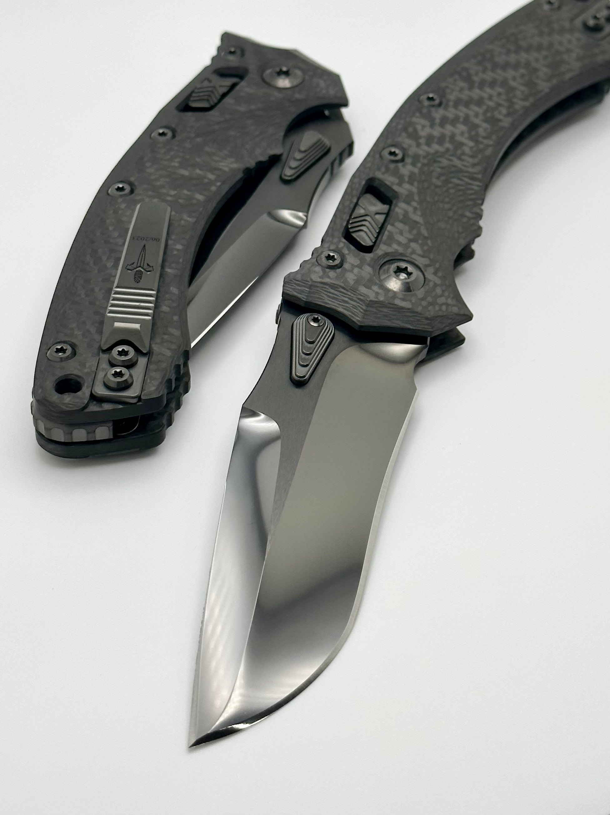 Marfione Custom Knives Amphibian RAM-LOK DLC Diamondwash M390 & Carbon Fiber Handles - Ultimate Tactical Precision