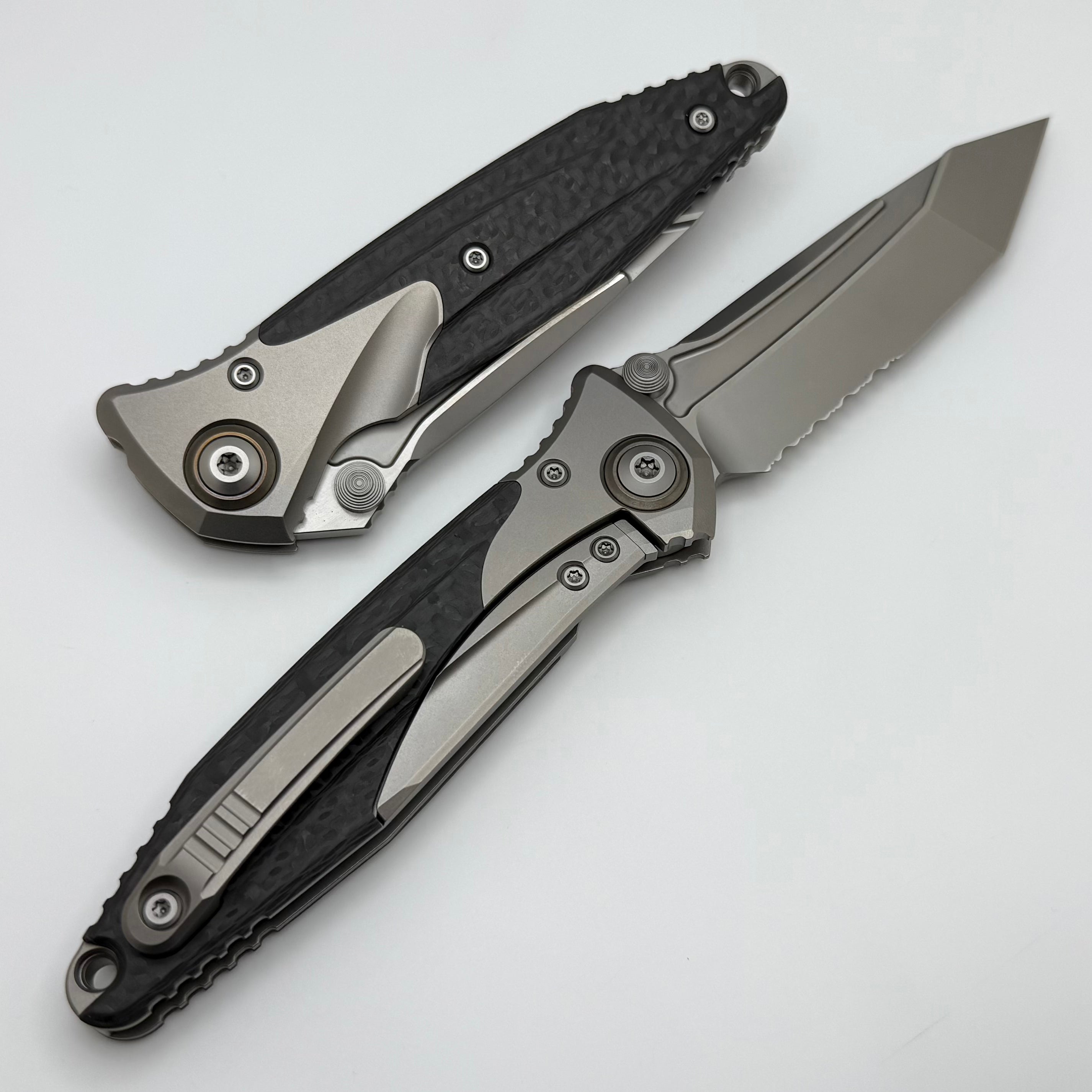 Premium Microtech Socom Bravo T/E Tactical Knife with Bronze Ti Pivot & Carbon Fiber Scales