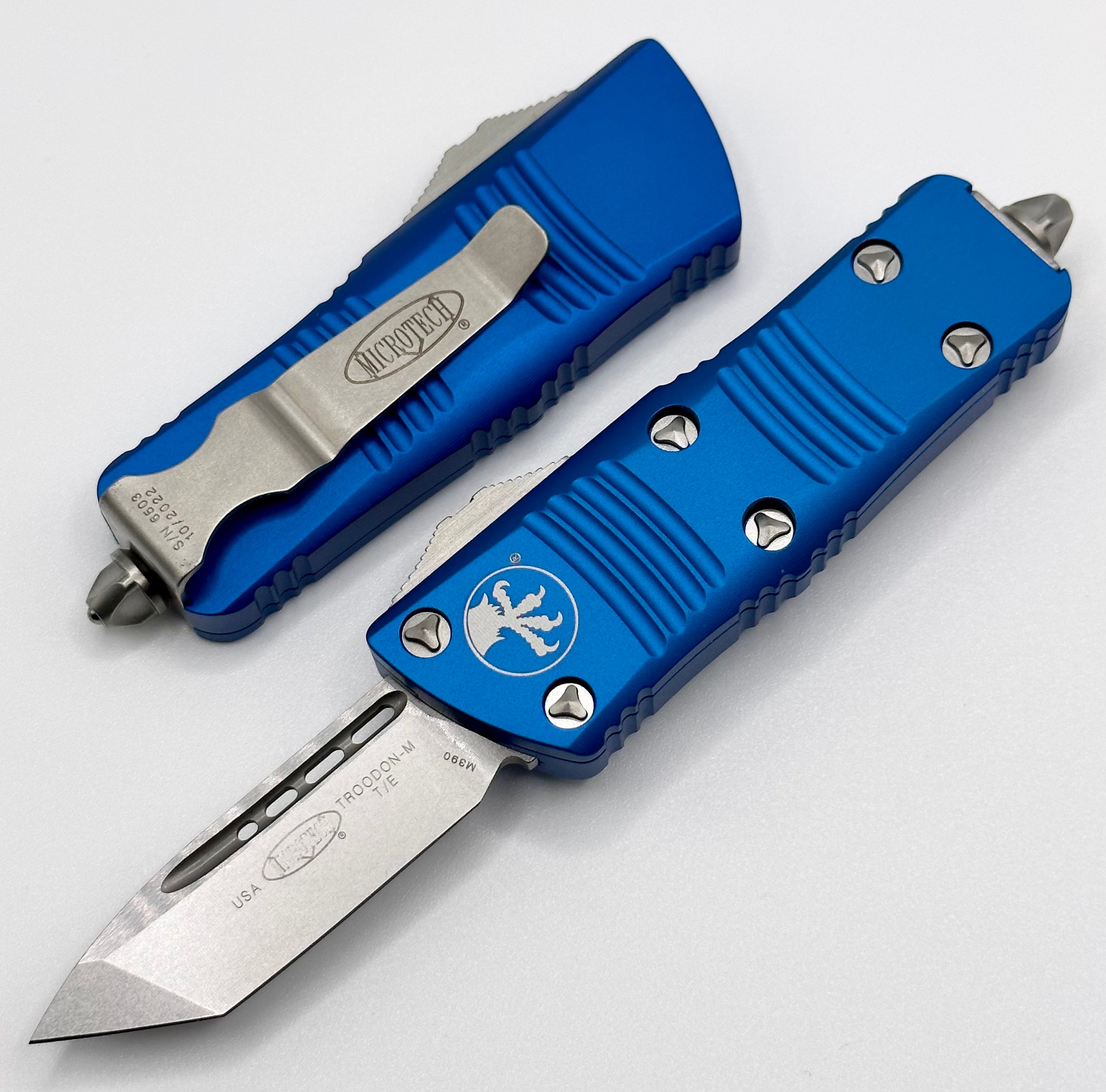 Microtech Troodon Mini Tanto Stonewash & Blue 240-10BL | Compact EDC Knife