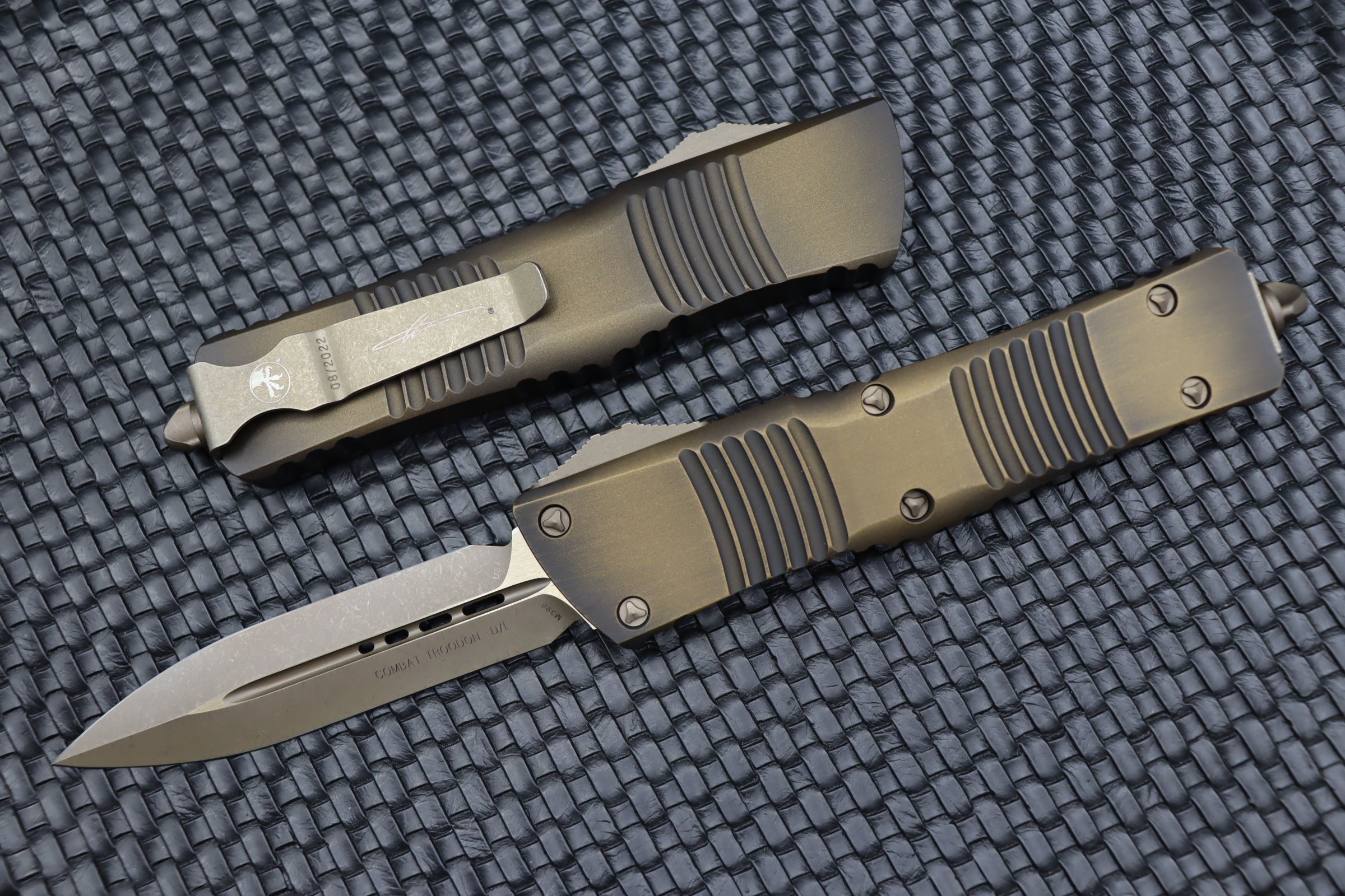 Premium Microtech Combat Troodon Antique Bronze Double Edge Knife - Ultimate Tactical EDC