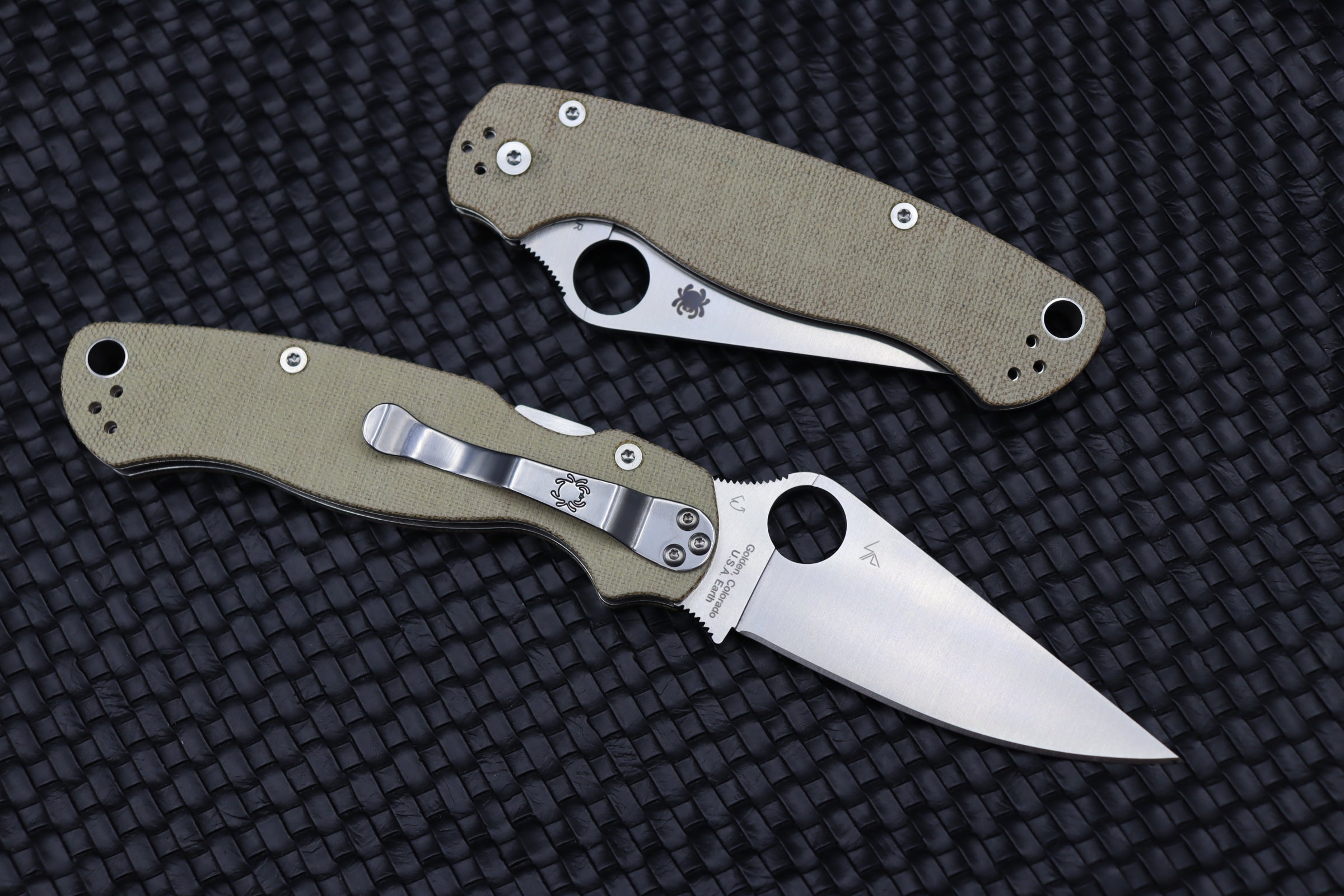 Spyderco Paramilitary 2 PM - Ultimate Cruwear & Brown Canvas Micarta Tactical Knife