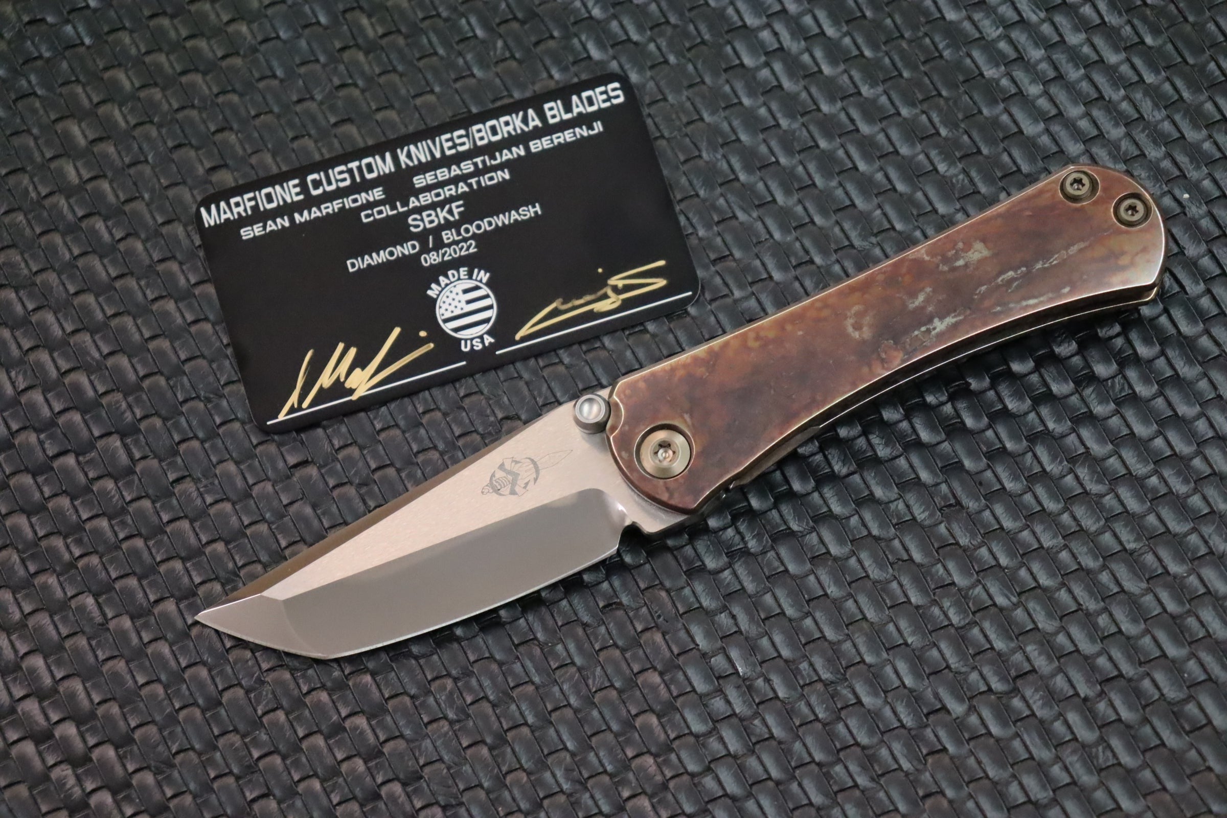 Ultimate Marfione x Borka Blades SBTF Knife | Diamond M390 Blade & Bloodwash Scales