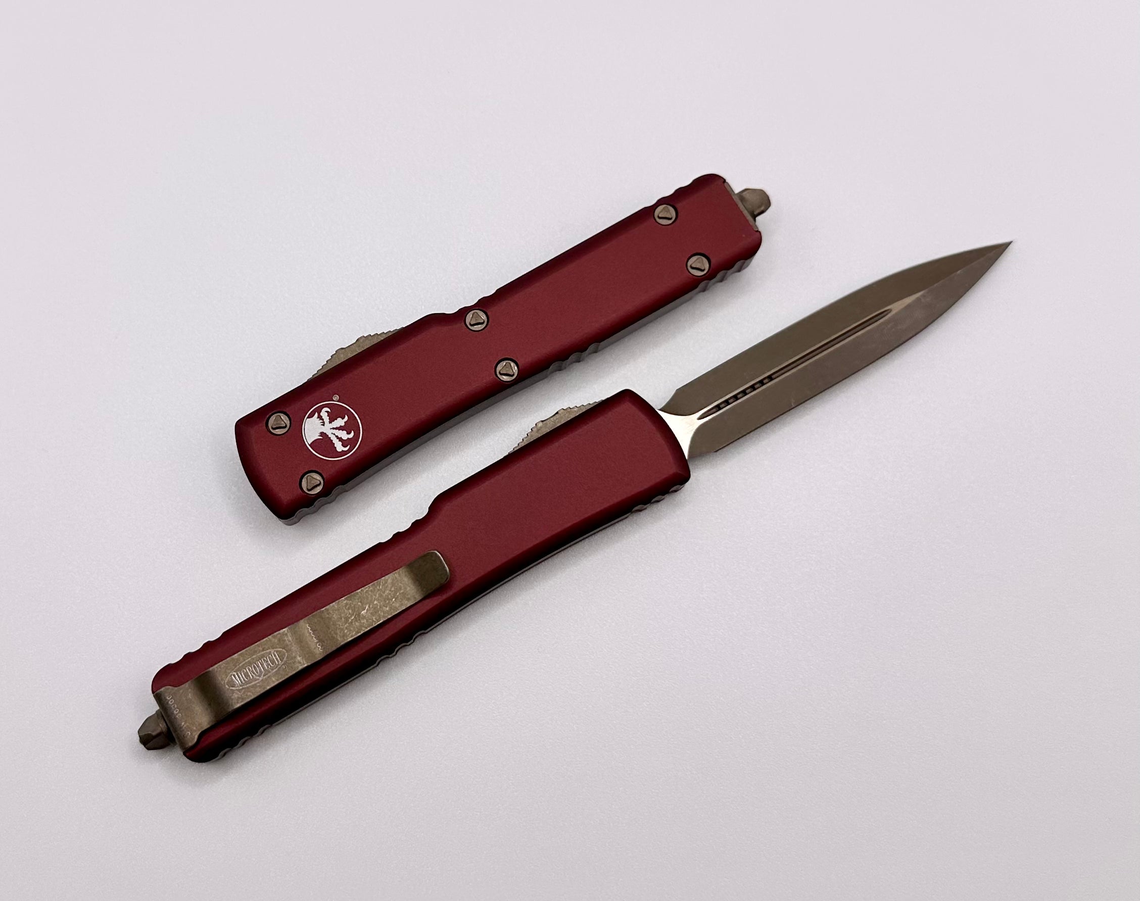 Microtech UTX-70 Premium D/E Bronze & Merlot Knife - Ultimate Compact EDC